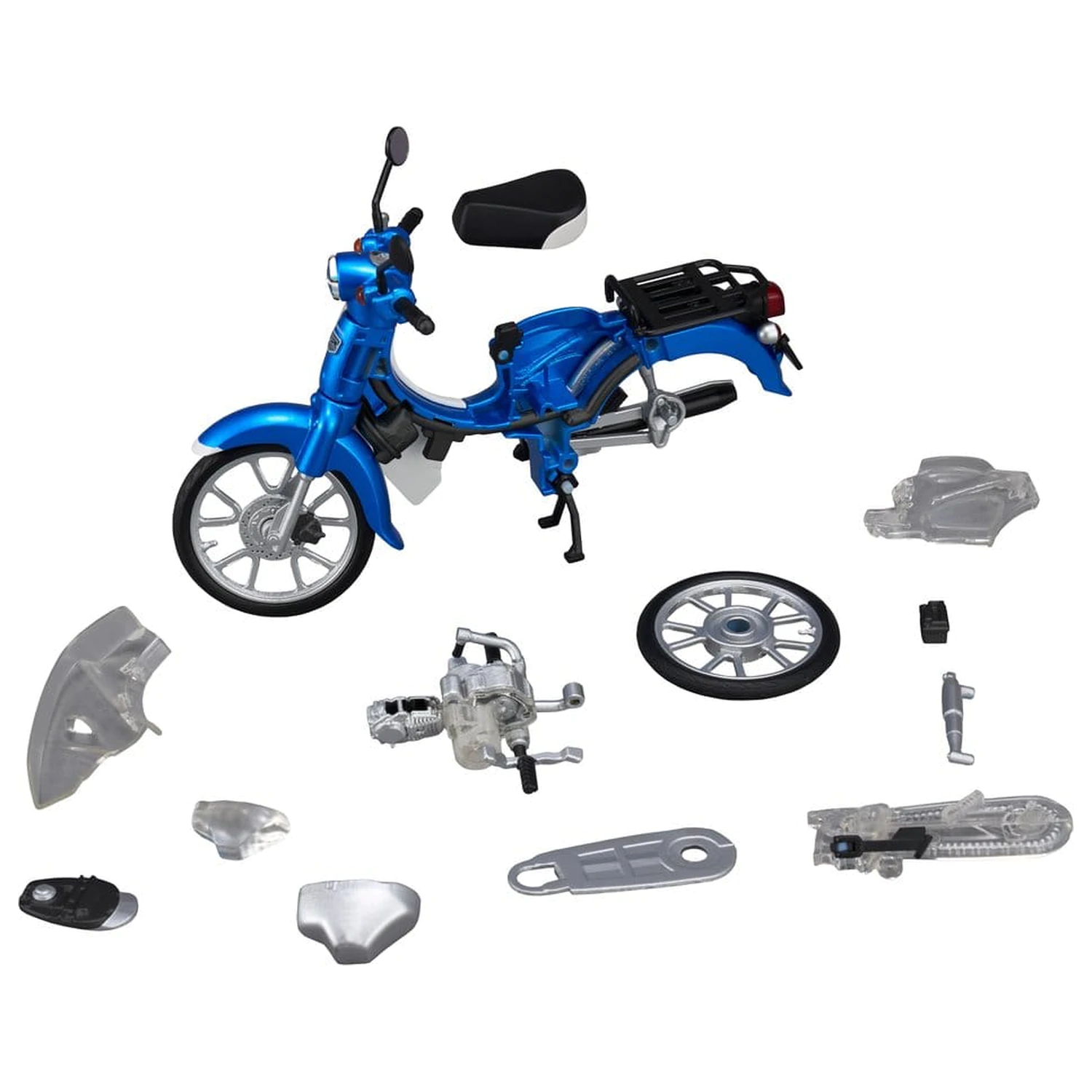 Honda Kaitanics Plastikmodellbausatz Super Cub 110 Glint Wave Blue Metallic Produktfoto