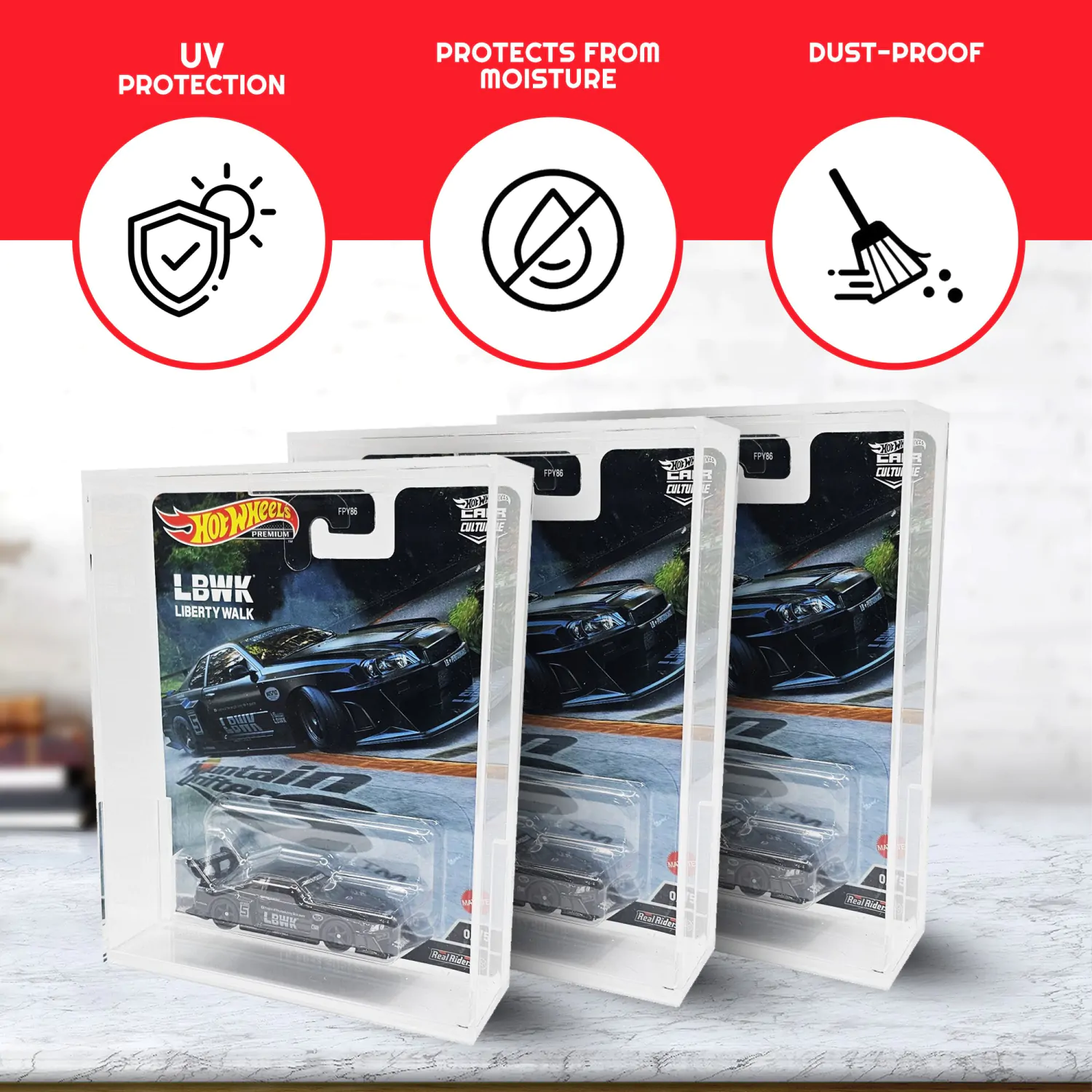 Hot Wheels Premium Acrylgehäuse 2er-Pack Produktfoto