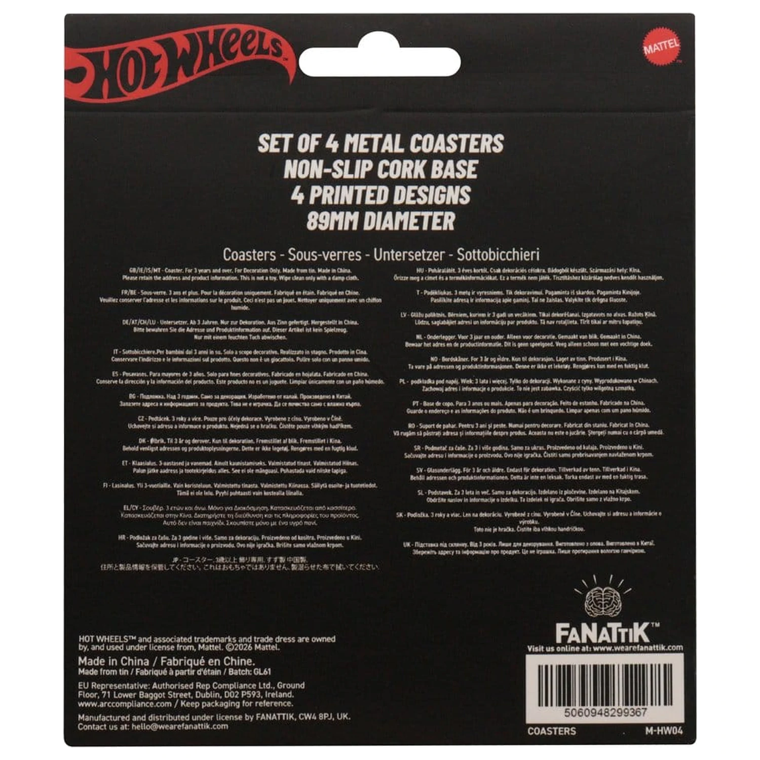 Hot Wheels Coaster 4er-Pack Produktfoto