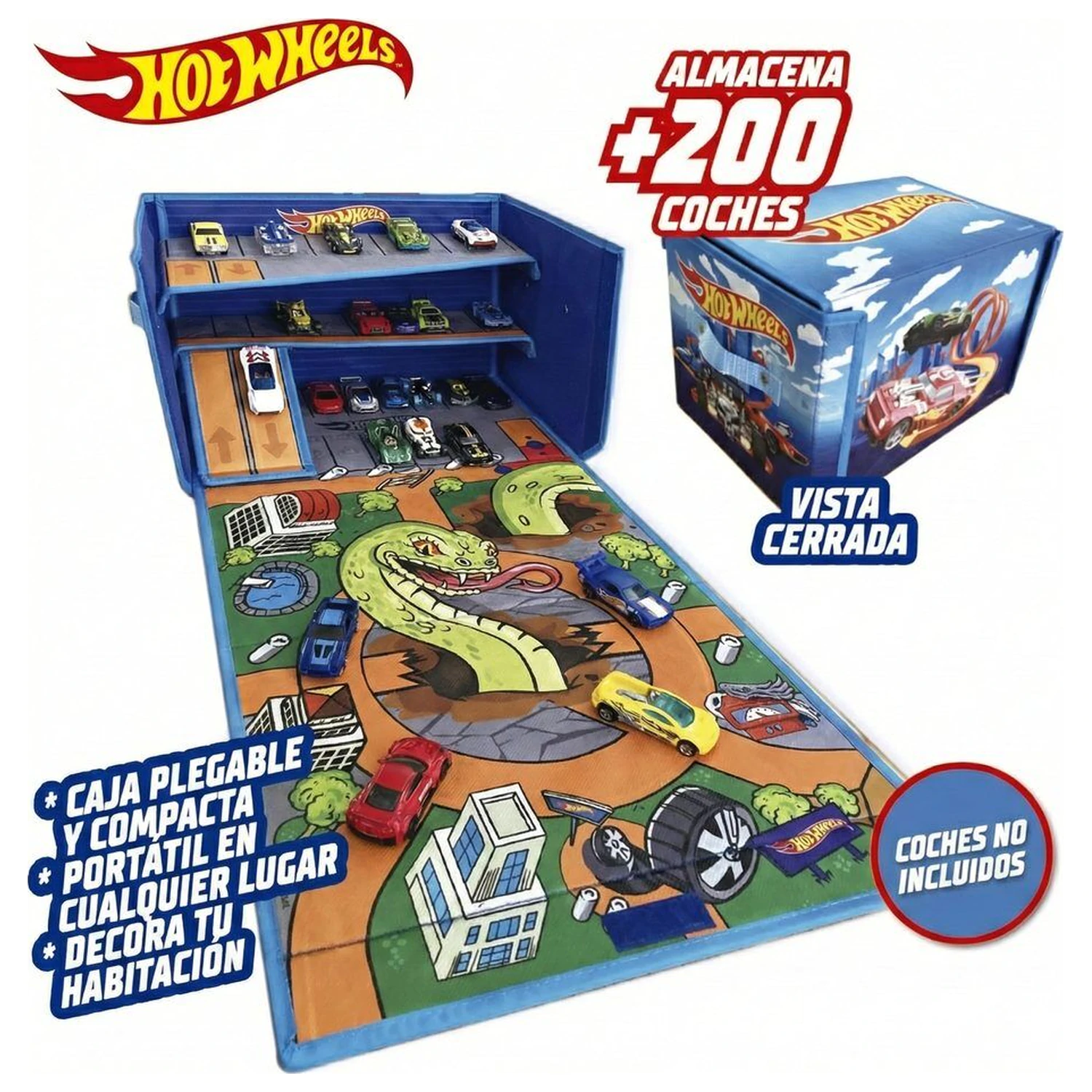 Hot Wheels Auto Organizerbox mit Strecke und Spielbereich Produktfoto