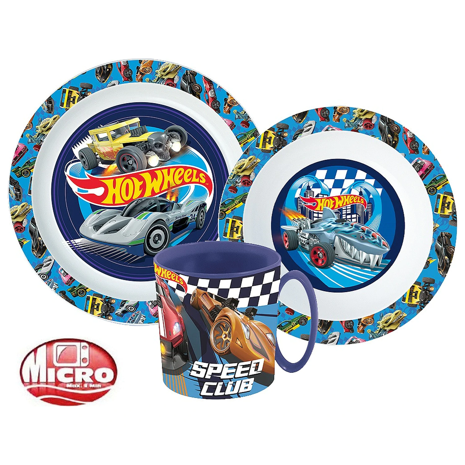 Hot Wheels Blue Fire Tafelservice, micro plastic Set mit Becher Produktfoto