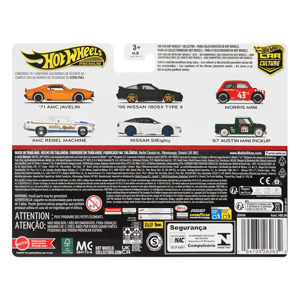 Hot Wheels Premium Car Culture Diecast Fahrzeug 2er-Pack 1/64 '96 Nissan 180SX Type X & Nissan SilEighty Produktfoto