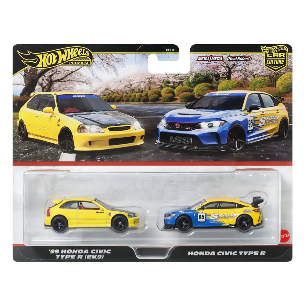 Hot Wheels Premium Car Culture Diecast Fahrzeug 2er-Pack 1/64 '99 Honda Civic Type R (EK9) & Honda Civic Type R Produktfoto