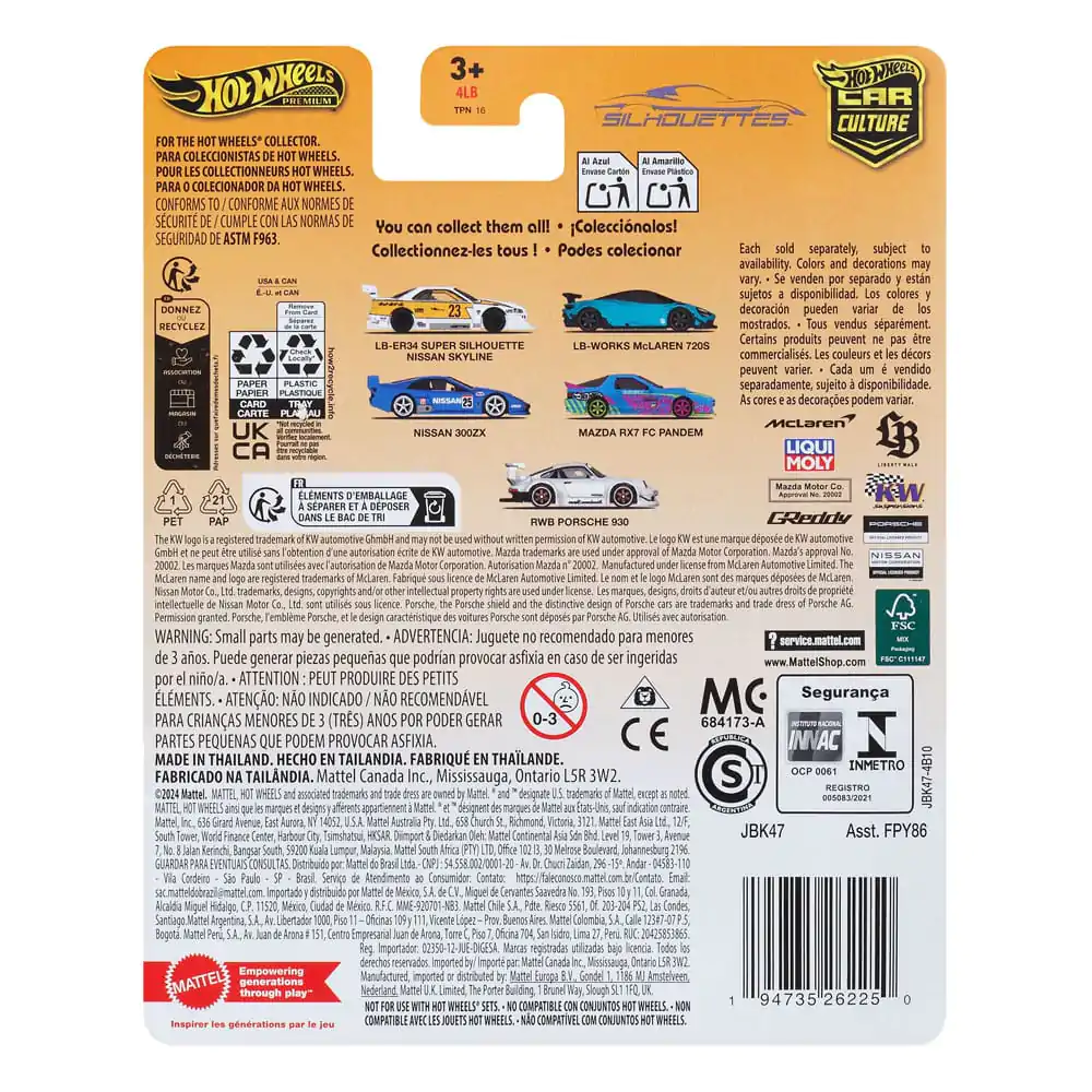 Hot Wheels Premium Car Culture Silhouettes Diecast Fahrzeug 1/64 LB-Works McLaren 720S Produktfoto