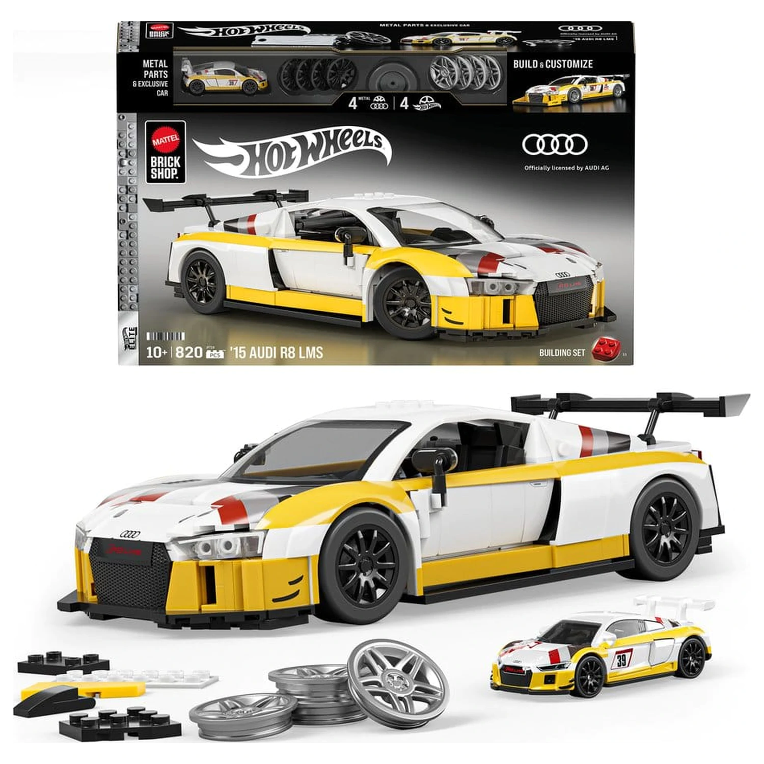 Hot Wheels Elite Mattel Brick Shop Bausatz 1/16 '15 Audi R8 LMS Produktfoto