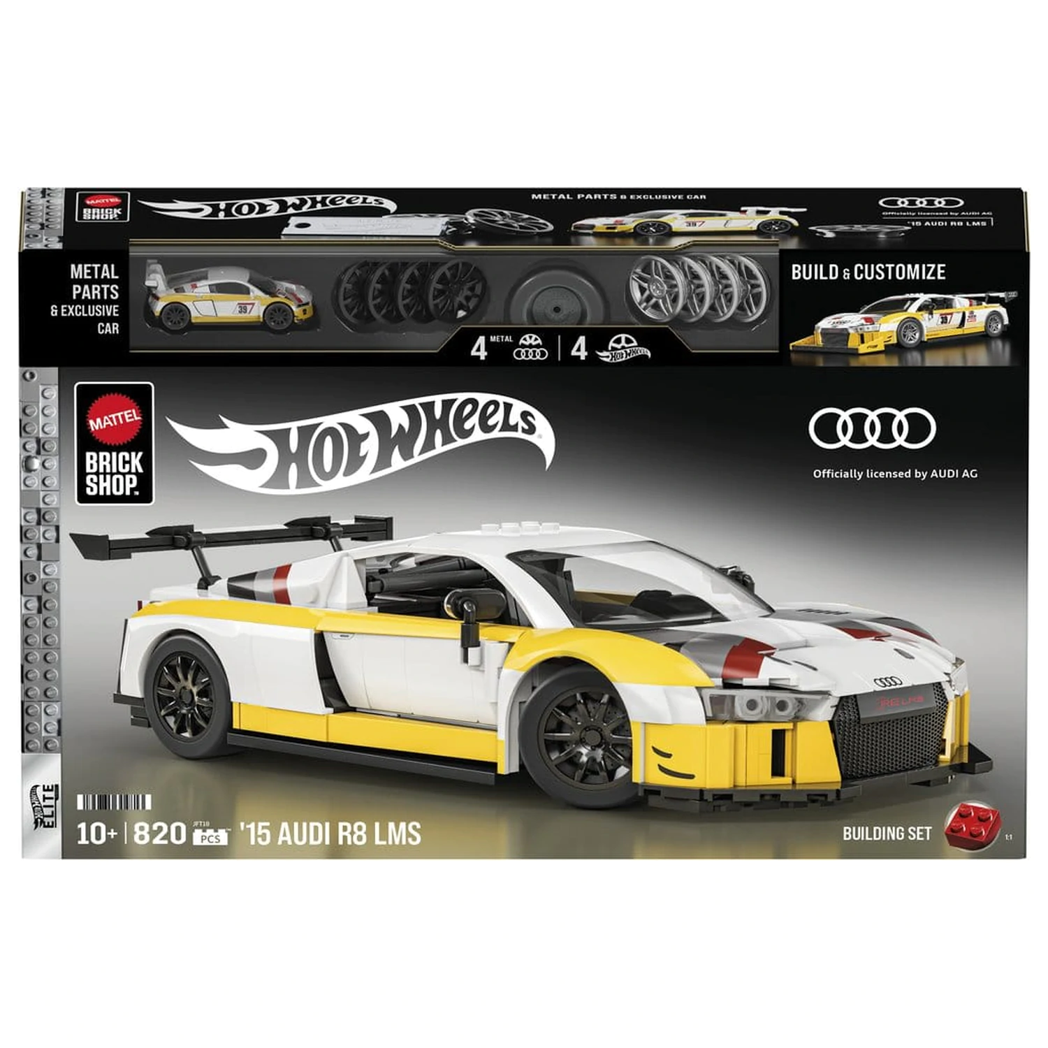Hot Wheels Elite Mattel Brick Shop Bausatz 1/16 '15 Audi R8 LMS Produktfoto