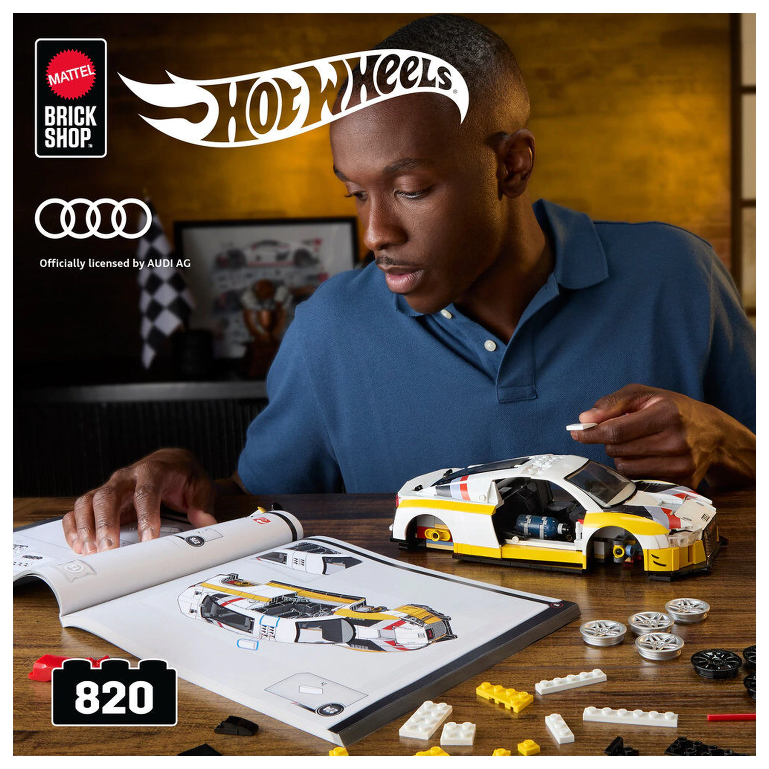 Hot Wheels Elite Mattel Brick Shop Bausatz 1/16 '15 Audi R8 LMS Produktfoto
