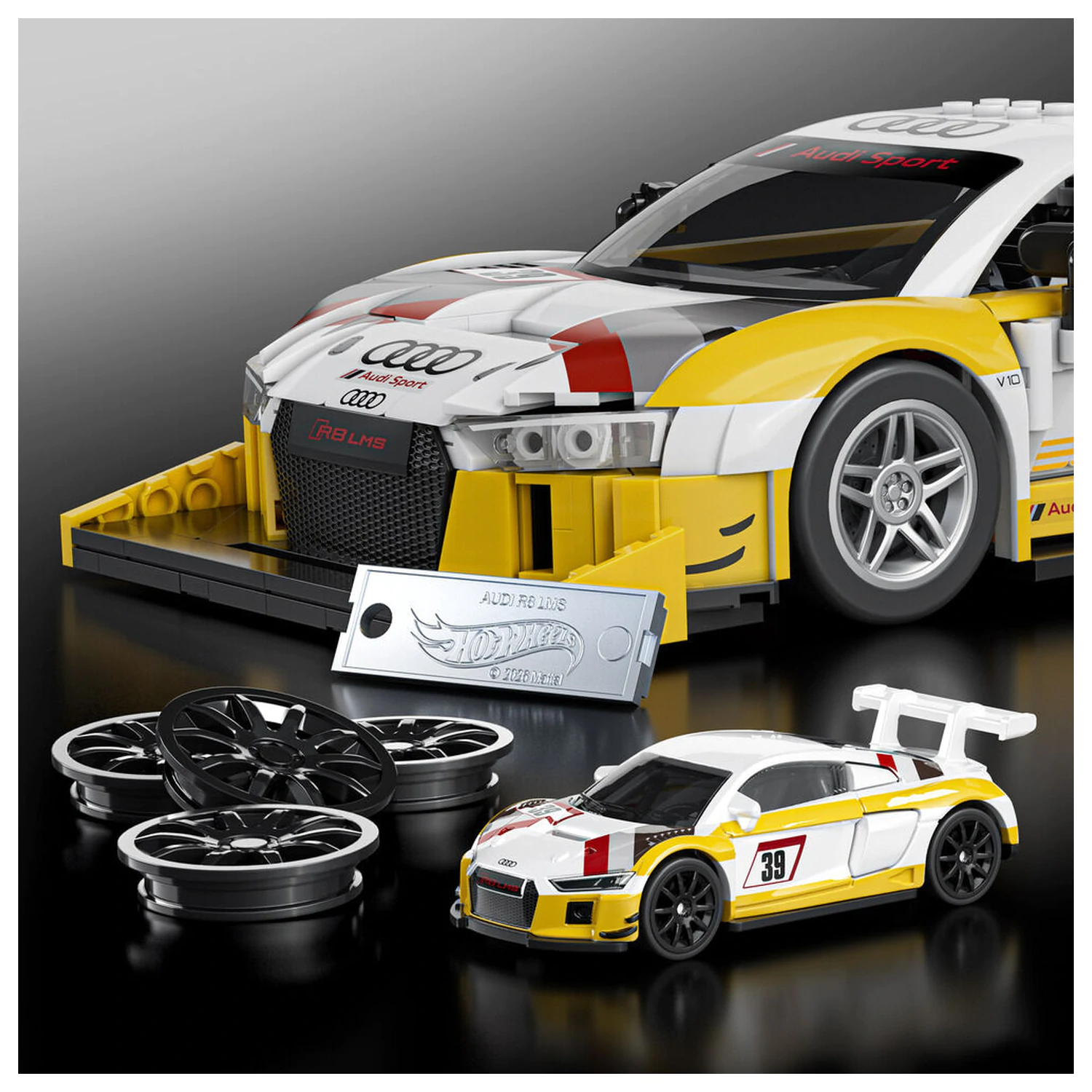 Hot Wheels Elite Mattel Brick Shop Bausatz 1/16 '15 Audi R8 LMS Produktfoto