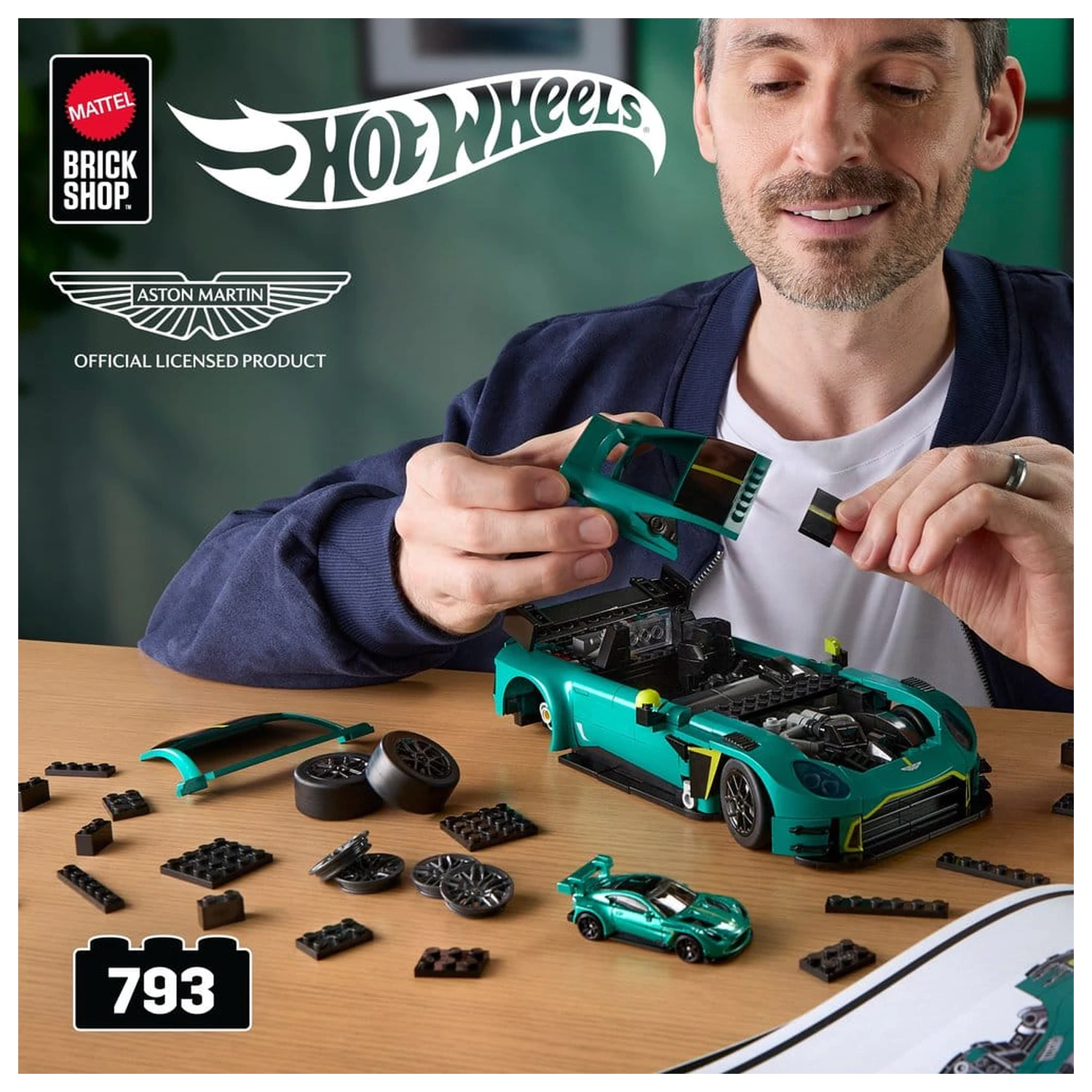 Hot Wheels Elite Mattel Brick Shop Bausatz 1/16 '24 Aston Martin Vantage GT3 Produktfoto