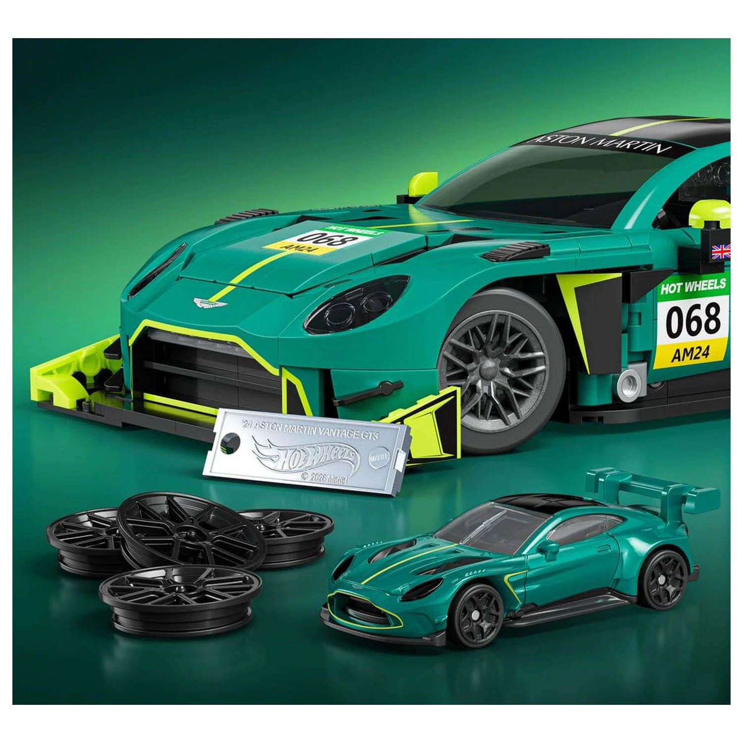Hot Wheels Elite Mattel Brick Shop Bausatz 1/16 '24 Aston Martin Vantage GT3 Produktfoto