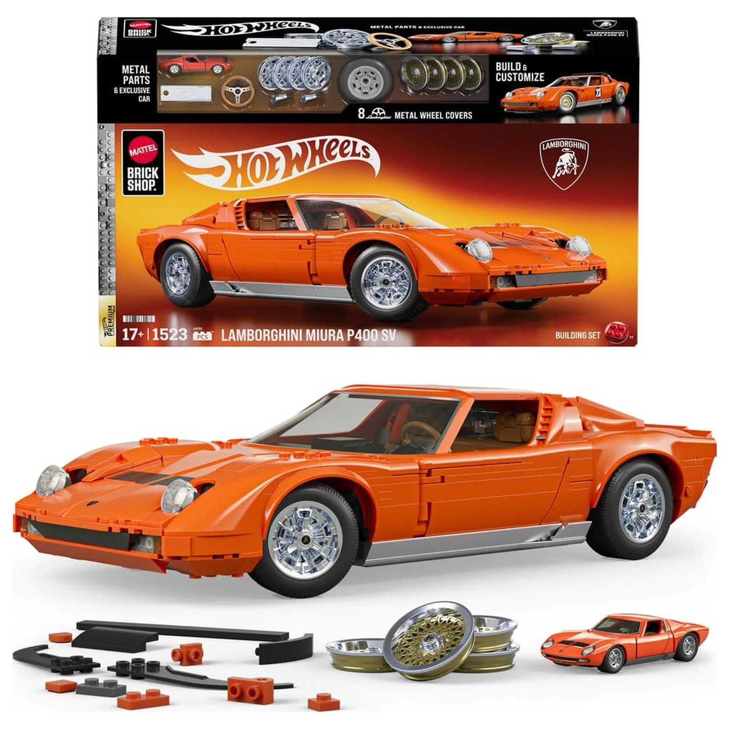 Hot Wheels Premium Mattel Brick Shop Bausatz 1/12 Lamborghini Miura P400 SV Produktfoto