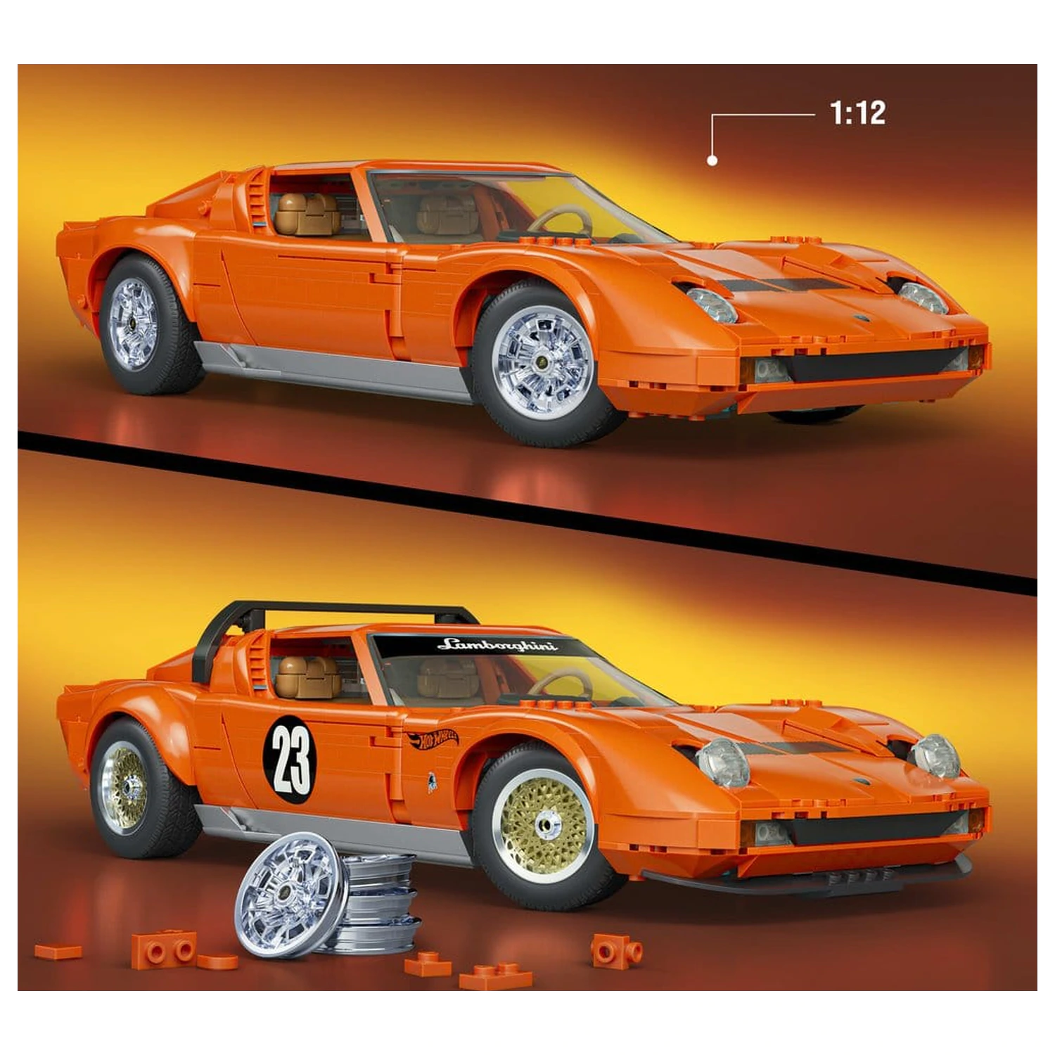 Hot Wheels Premium Mattel Brick Shop Bausatz 1/12 Lamborghini Miura P400 SV Produktfoto