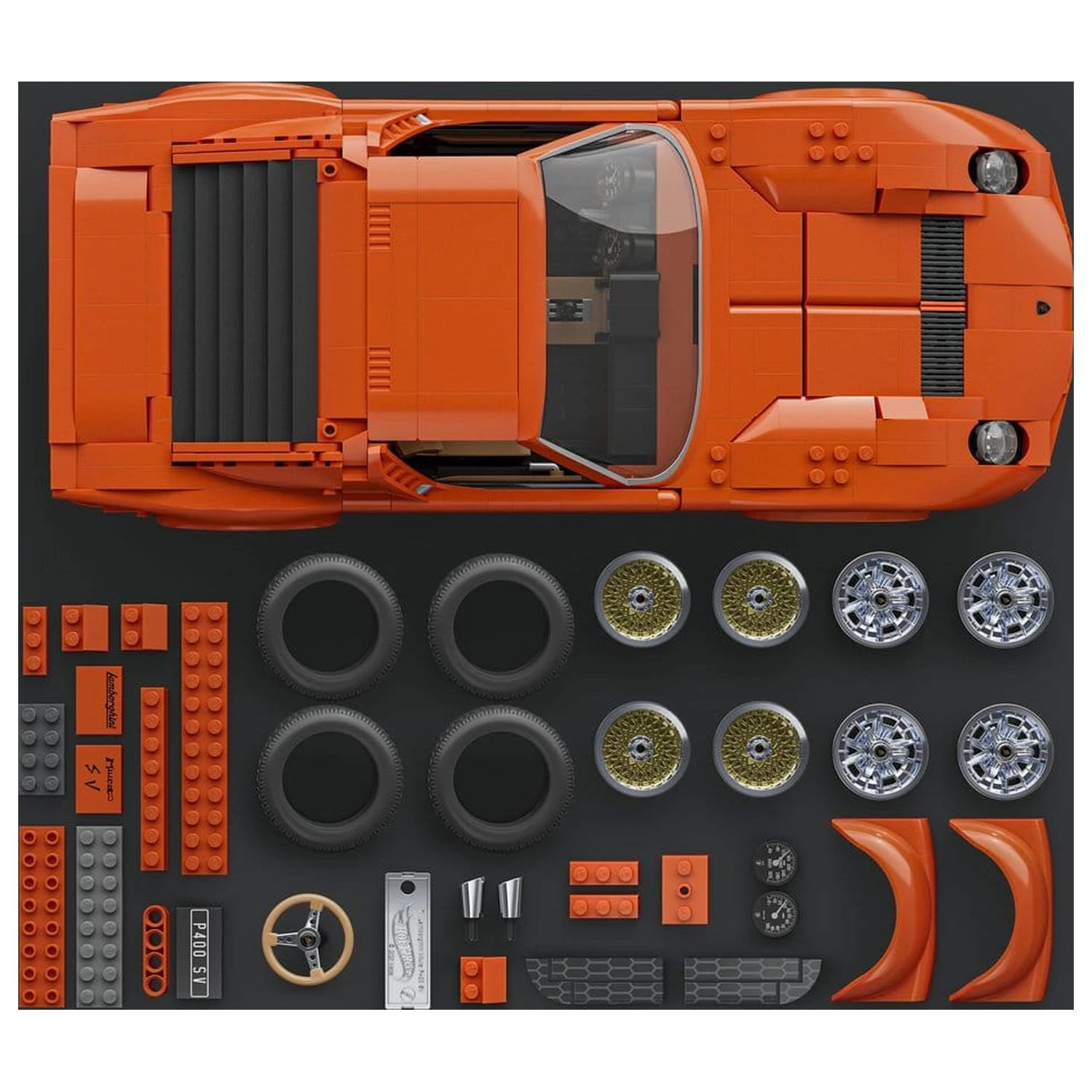 Hot Wheels Premium Mattel Brick Shop Bausatz 1/12 Lamborghini Miura P400 SV Produktfoto