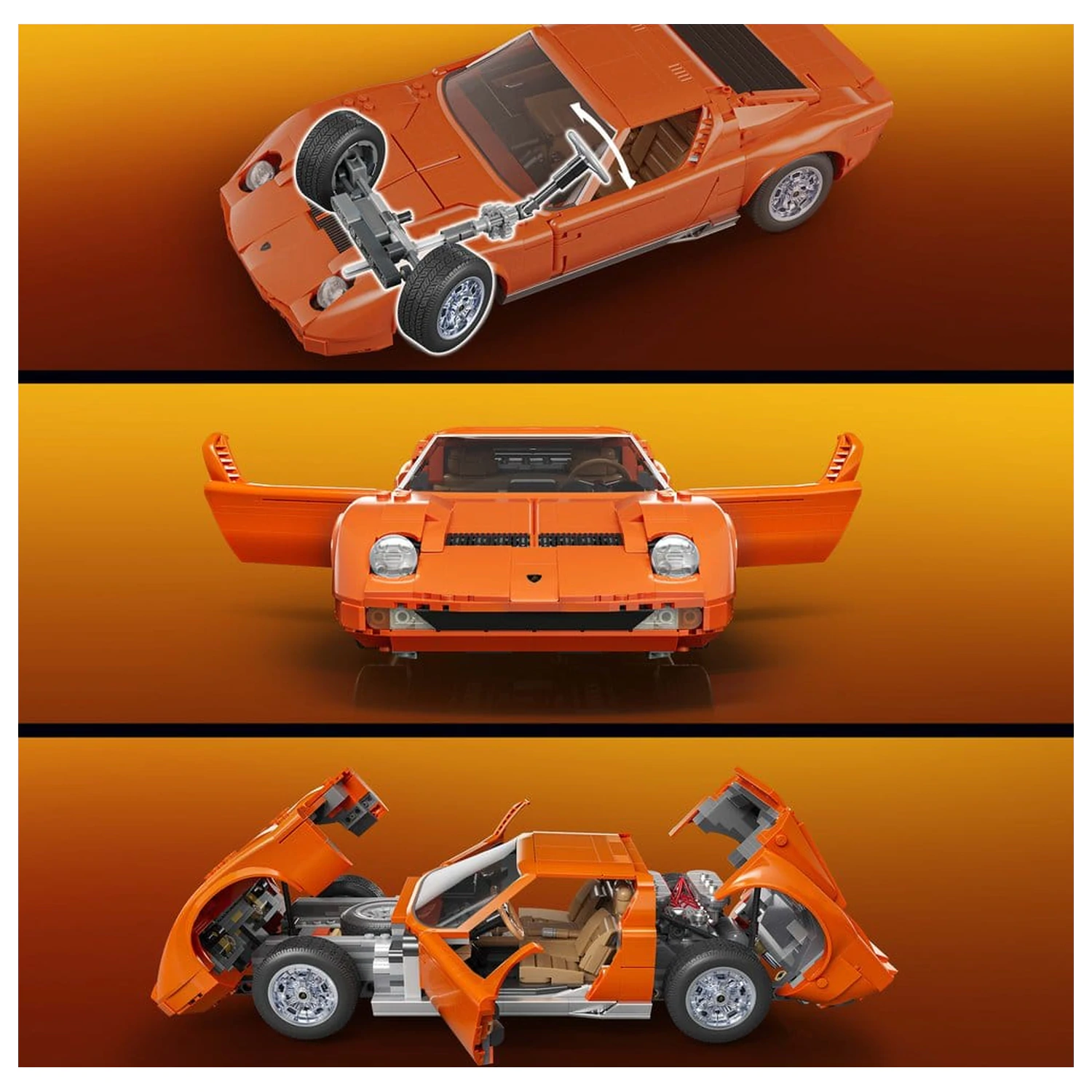 Hot Wheels Premium Mattel Brick Shop Bausatz 1/12 Lamborghini Miura P400 SV Produktfoto