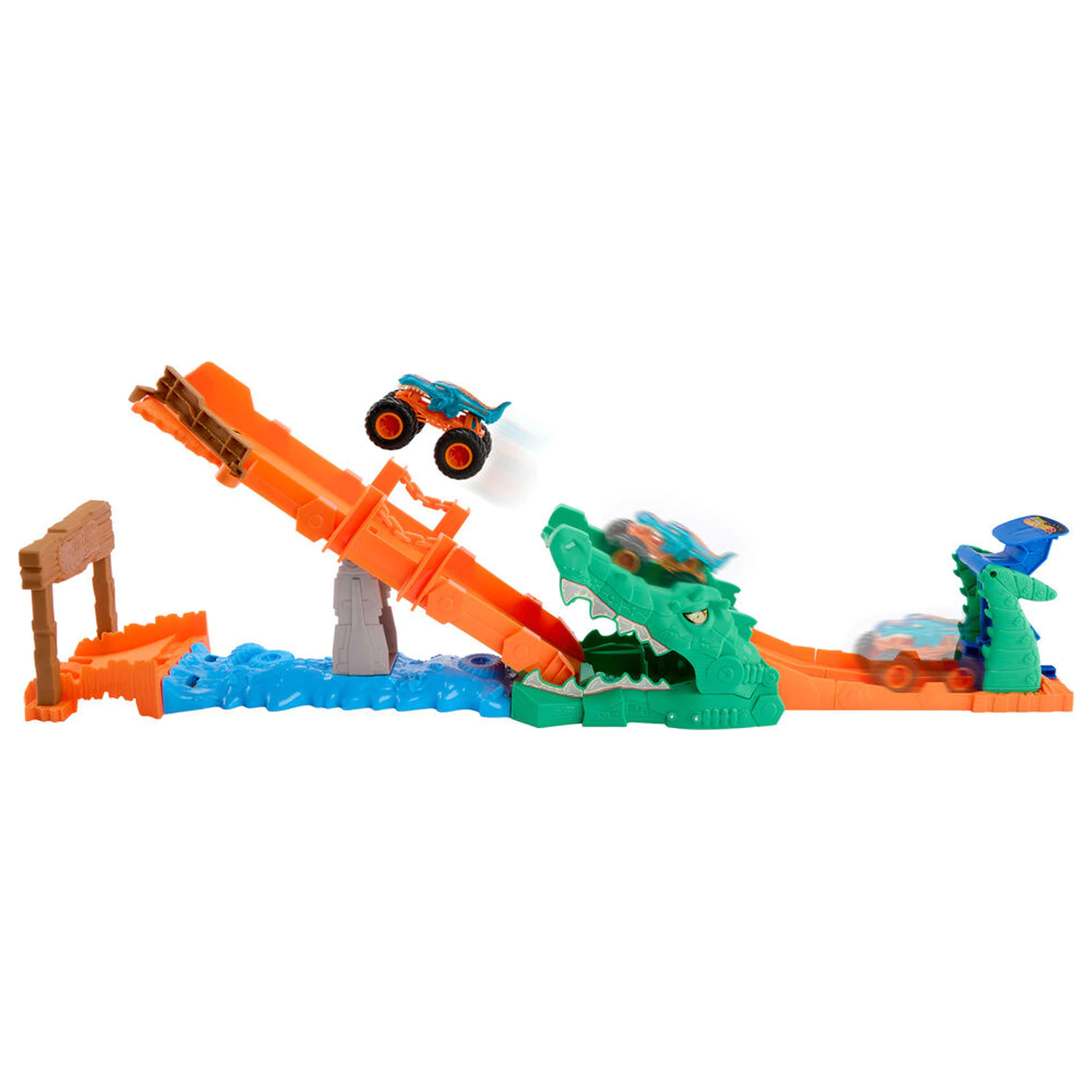 Hot Wheels Monster Trucks Cocodrile Crash Challenge Spielset Produktfoto