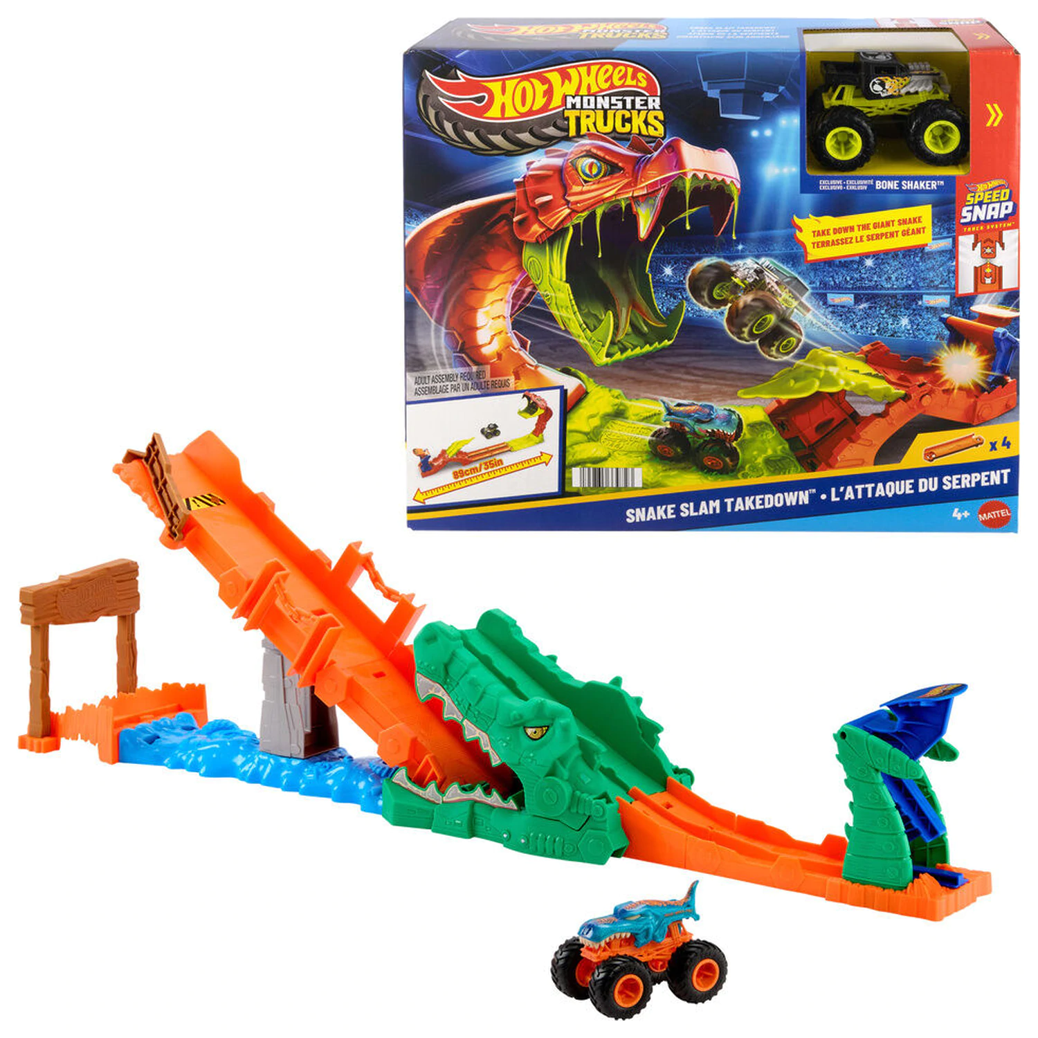 Hot Wheels Monster Trucks Cocodrile Crash Challenge Spielset Produktfoto