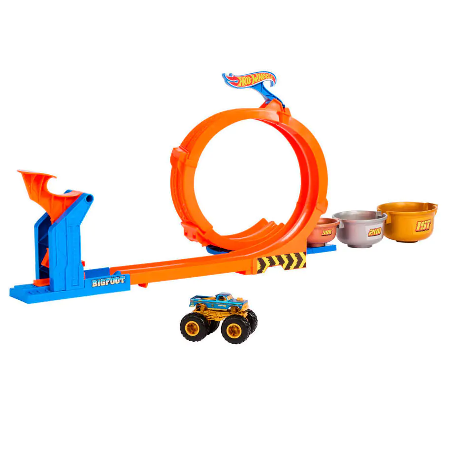 Hot Wheels Monster Trucks Loop and Flip Trophy Challenge Spielset Produktfoto