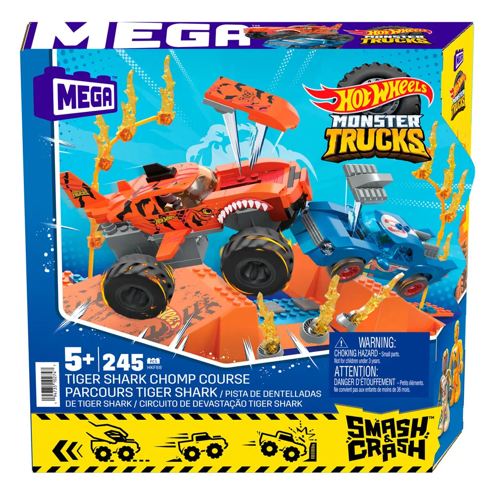Hot Wheels Monster Trucks Mega Construx Bauset Tiger Shark Chomp Course Produktfoto