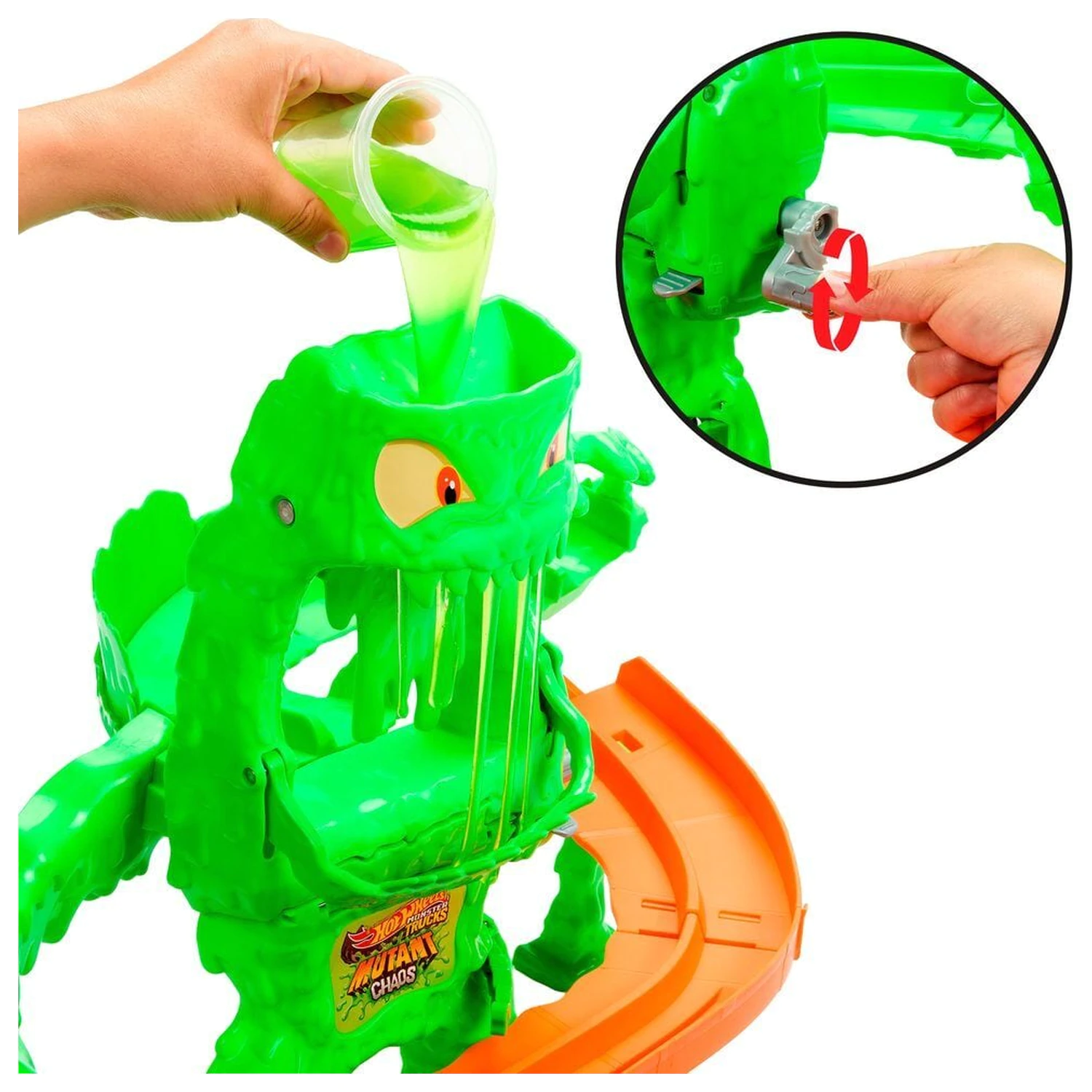 Hot Wheels Monster Trucks Mutant Chaos Monster Takedown Spielset Produktfoto