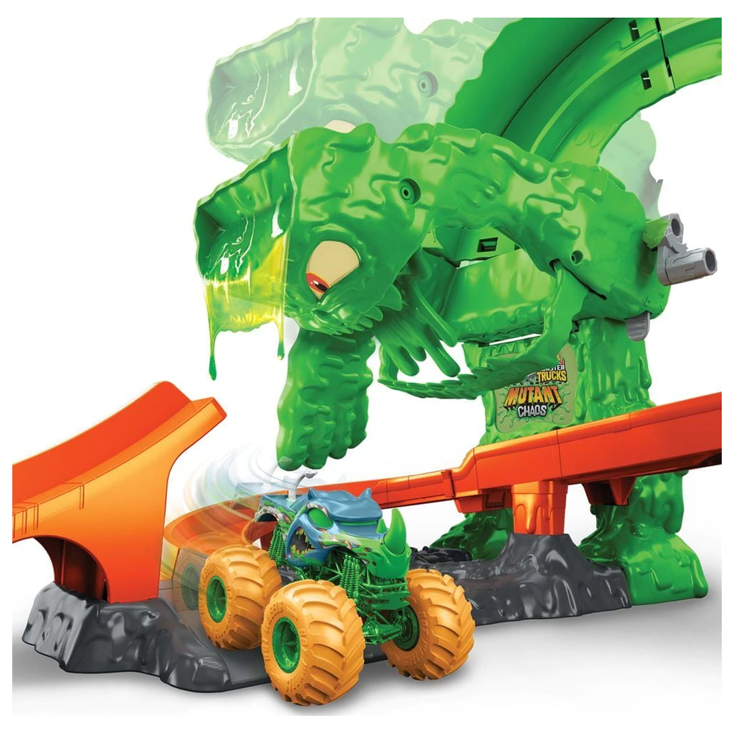 Hot Wheels Monster Trucks Mutant Chaos Monster Takedown Spielset Produktfoto