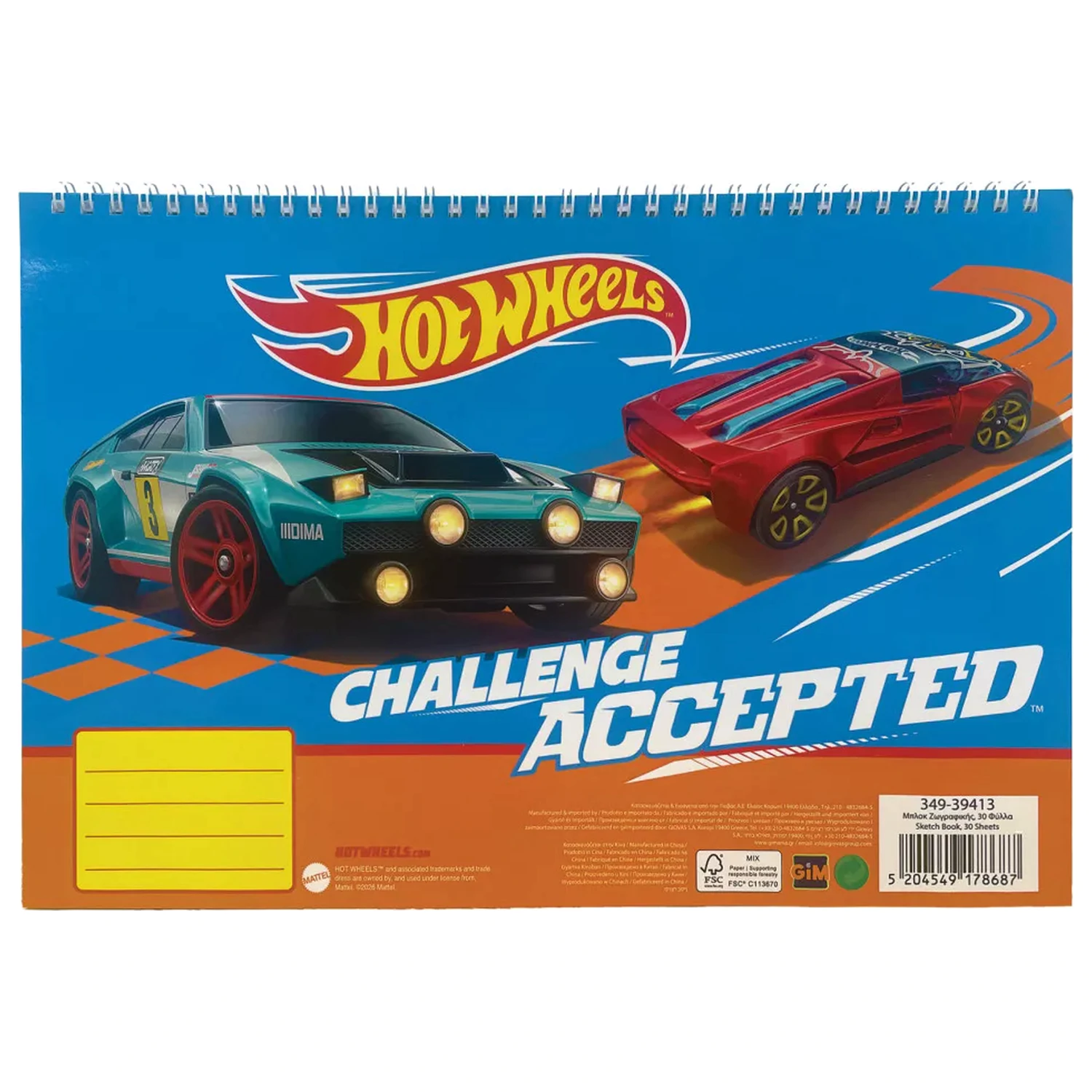 Hot Wheels Runner A/4 Spiral Skizzenbuch, 30 Blatt Produktfoto