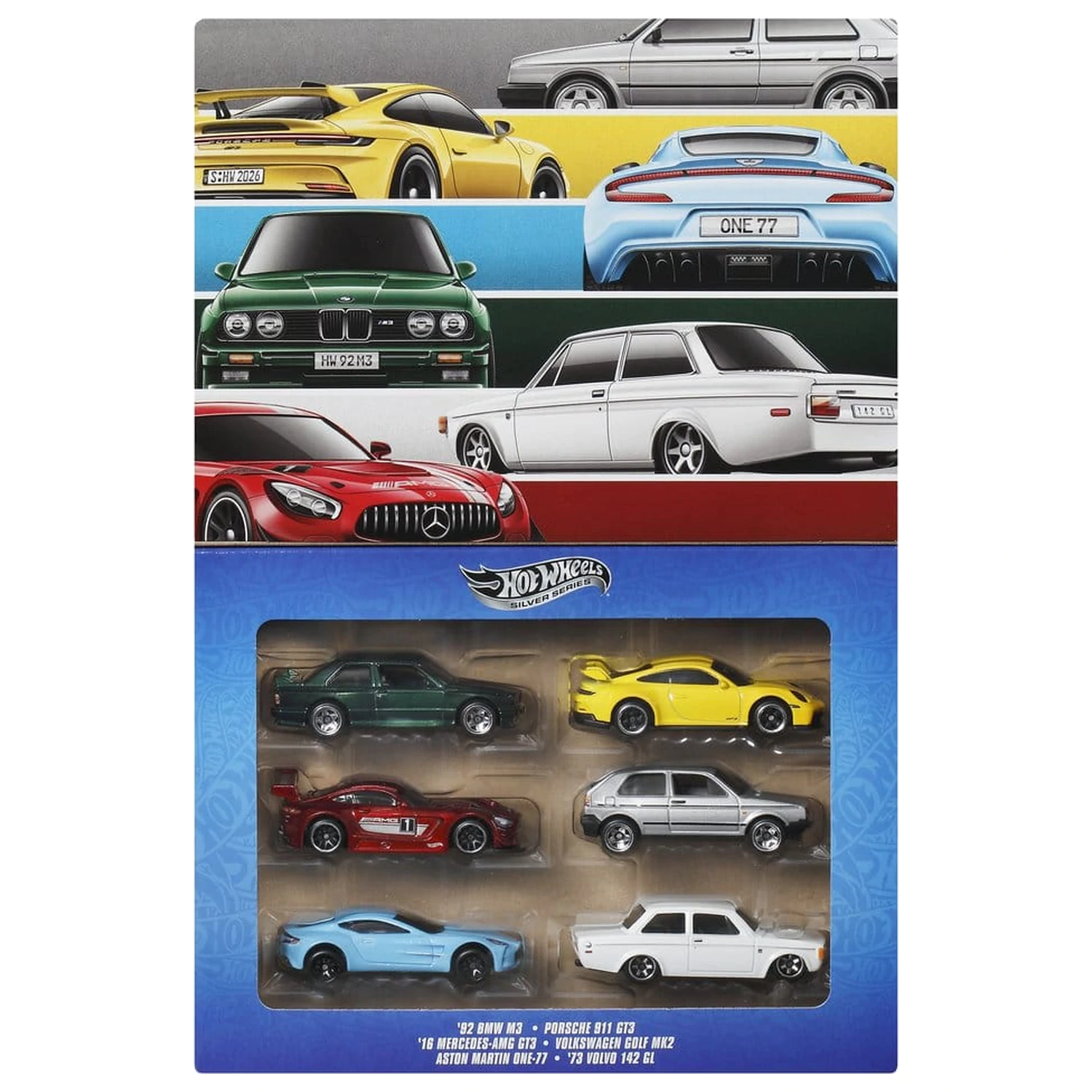 Hot Wheels Silver Series Die-Cast Fahrzeug 6er-Pack 1/64 Euro Style Produktfoto