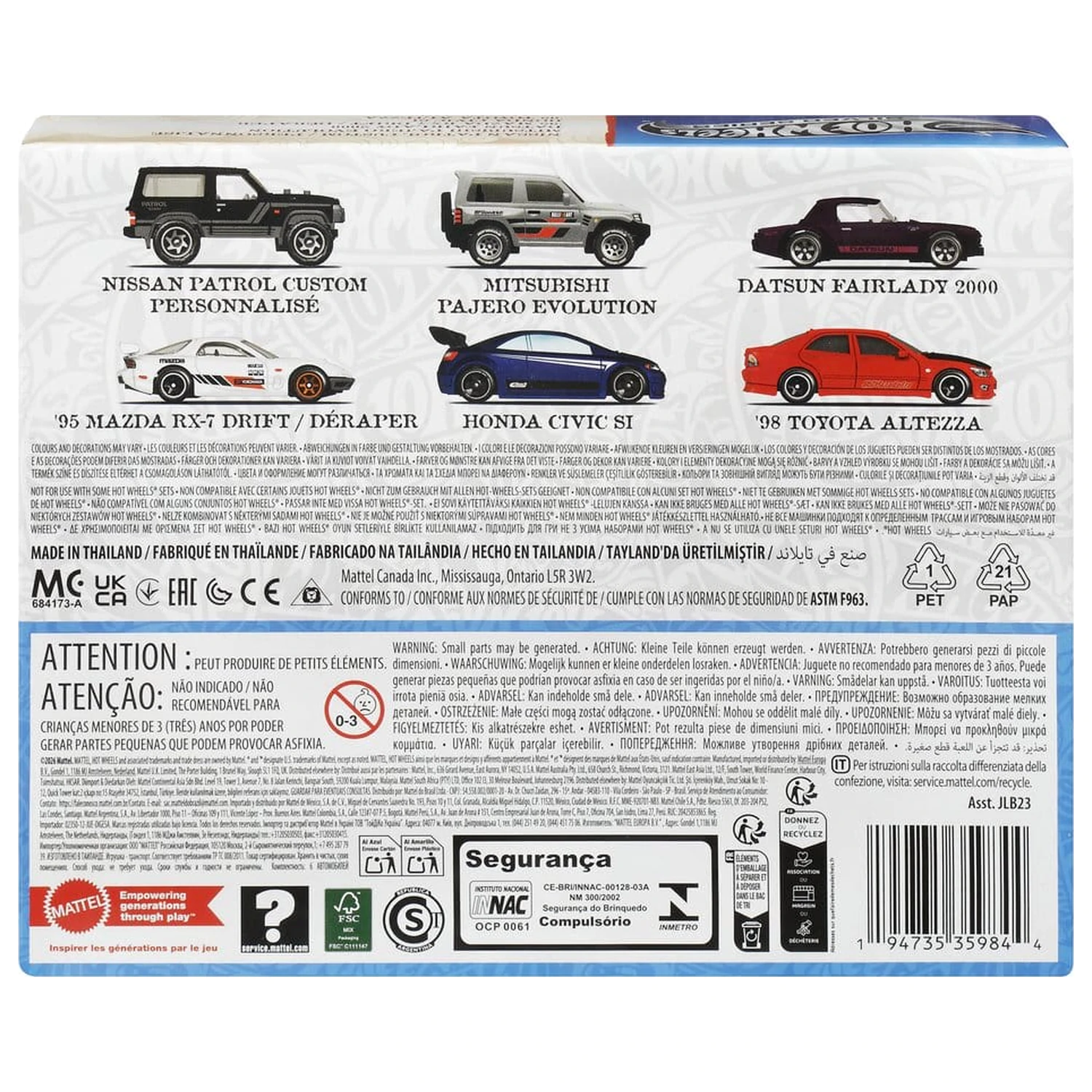 Hot Wheels Silver Series Die-Cast Fahrzeug 6er-Pack 1/64 Streets of Japan Produktfoto