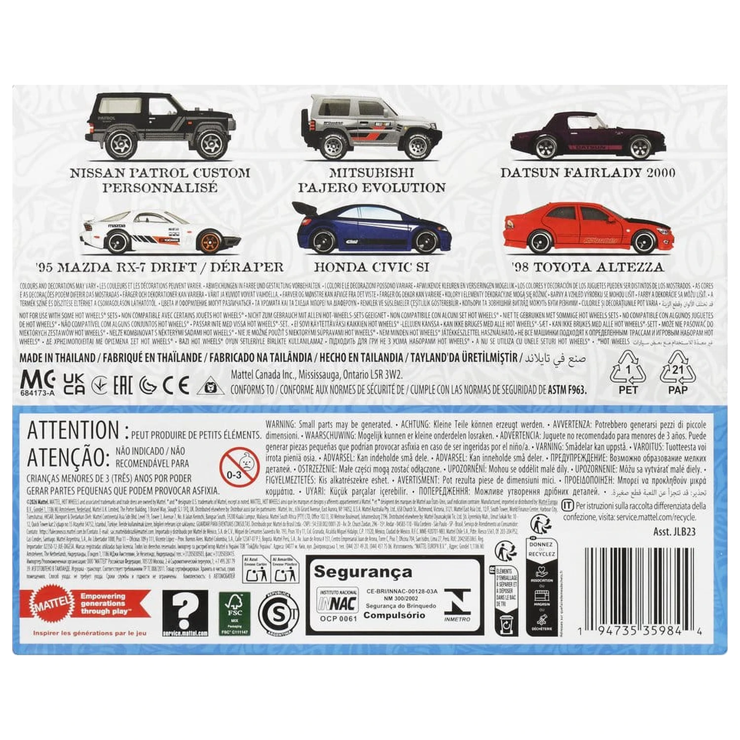 Hot Wheels Silver Series Die-Cast Fahrzeug 6er-Pack 1/64 Streets of Japan Produktfoto