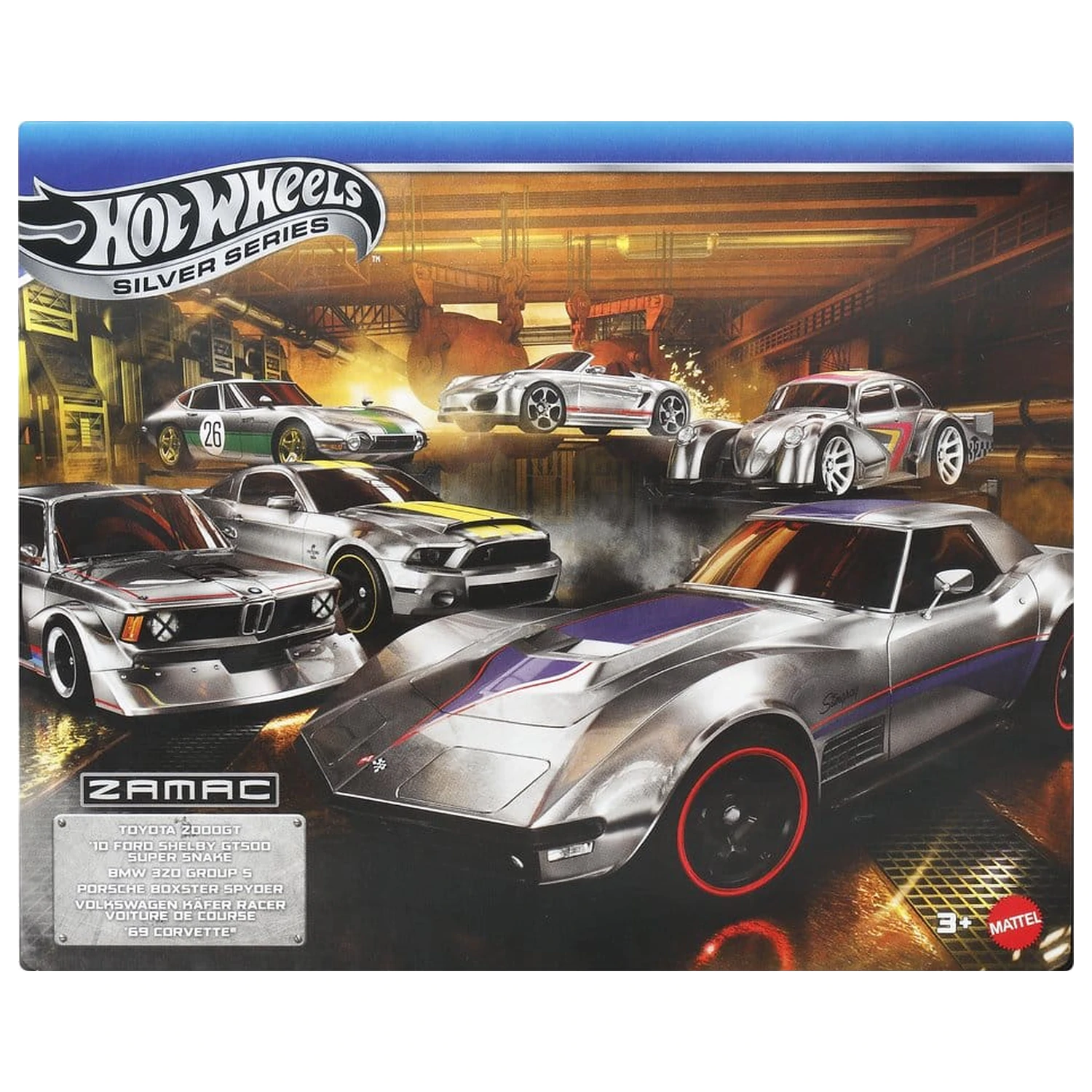Hot Wheels Silver Series Die-Cast Fahrzeug 6er-Pack 1/64 ZAMAC Produktfoto