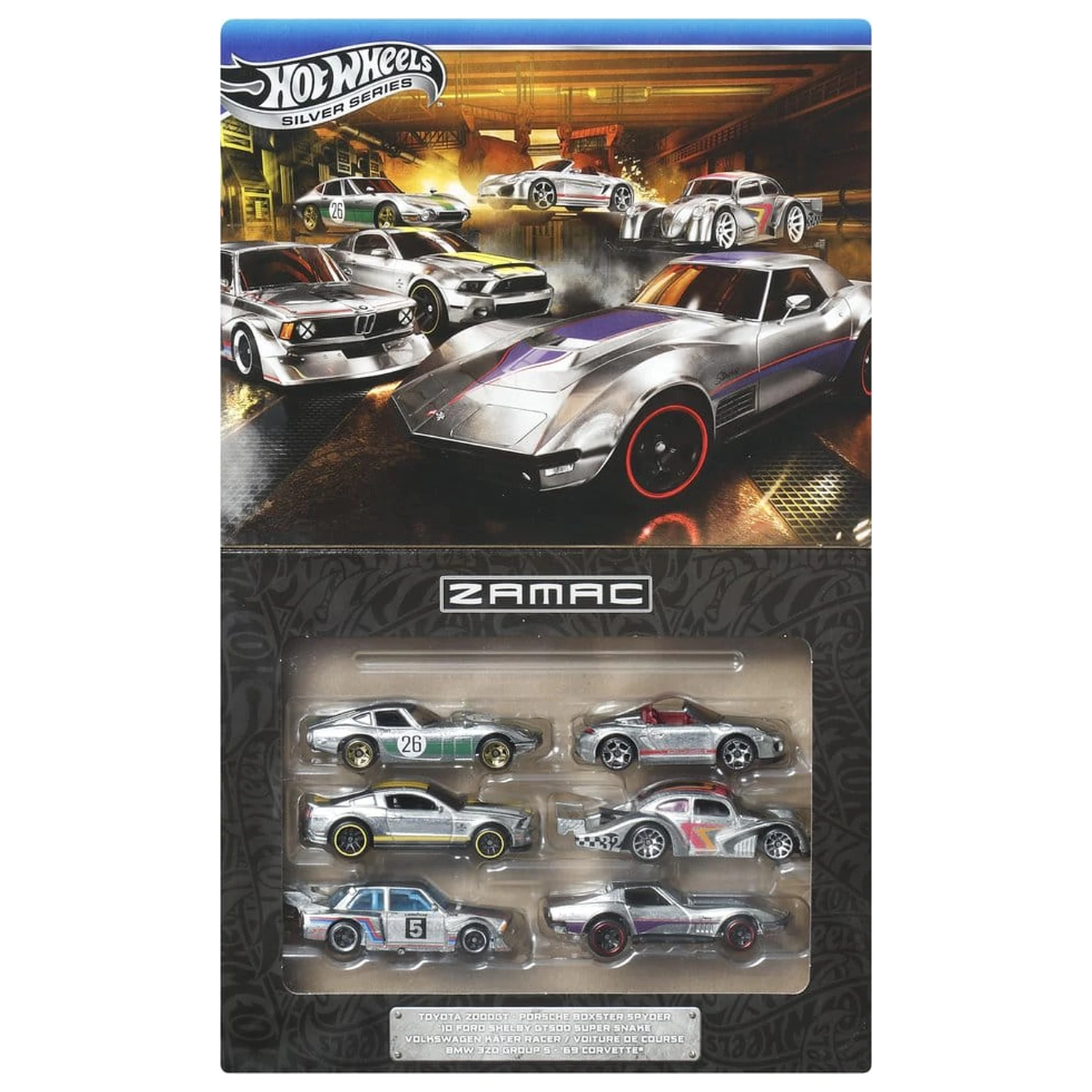 Hot Wheels Silver Series Die-Cast Fahrzeug 6er-Pack 1/64 ZAMAC Produktfoto