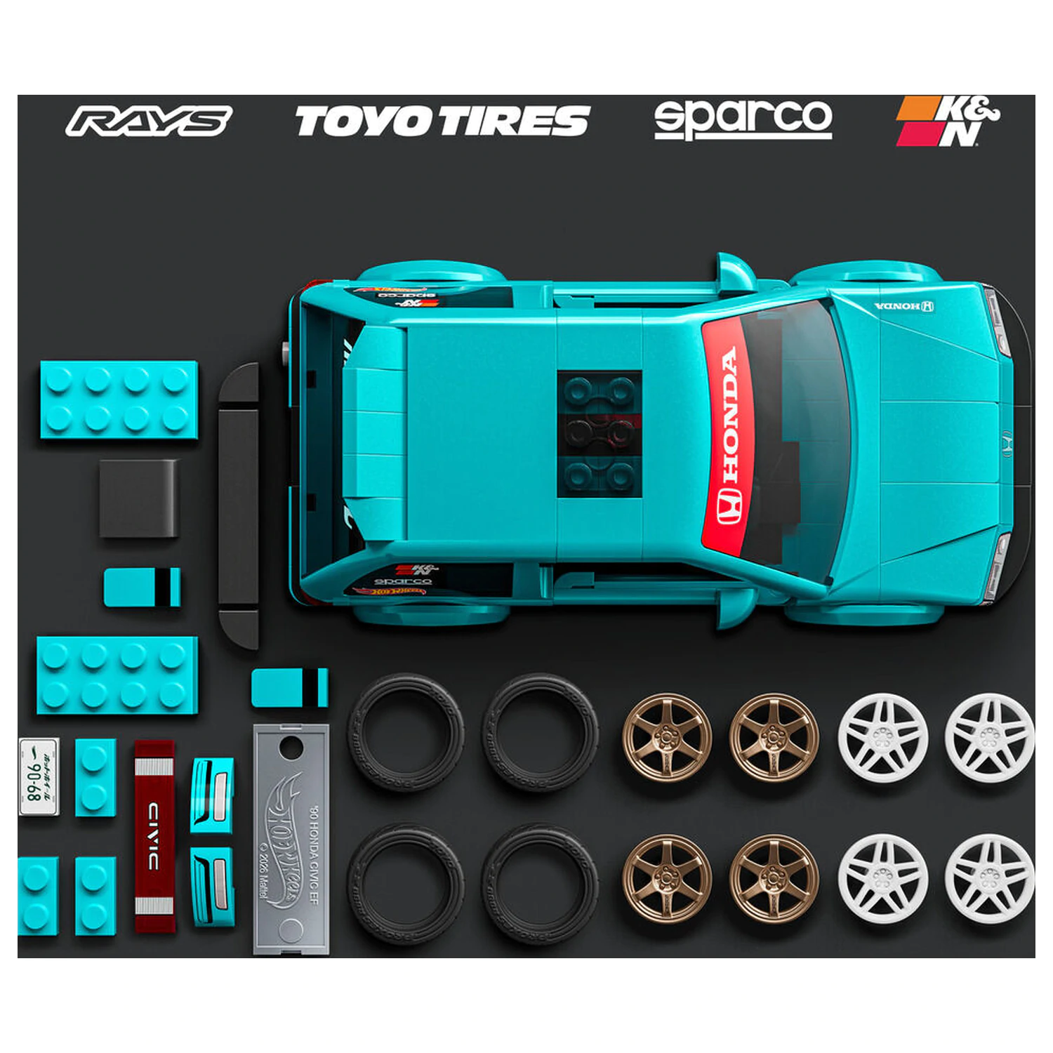 Hot Wheels Speed Series Mattel Brick Shop Bauset 1/32 Custom ’90 Honda Civic EF Produktfoto