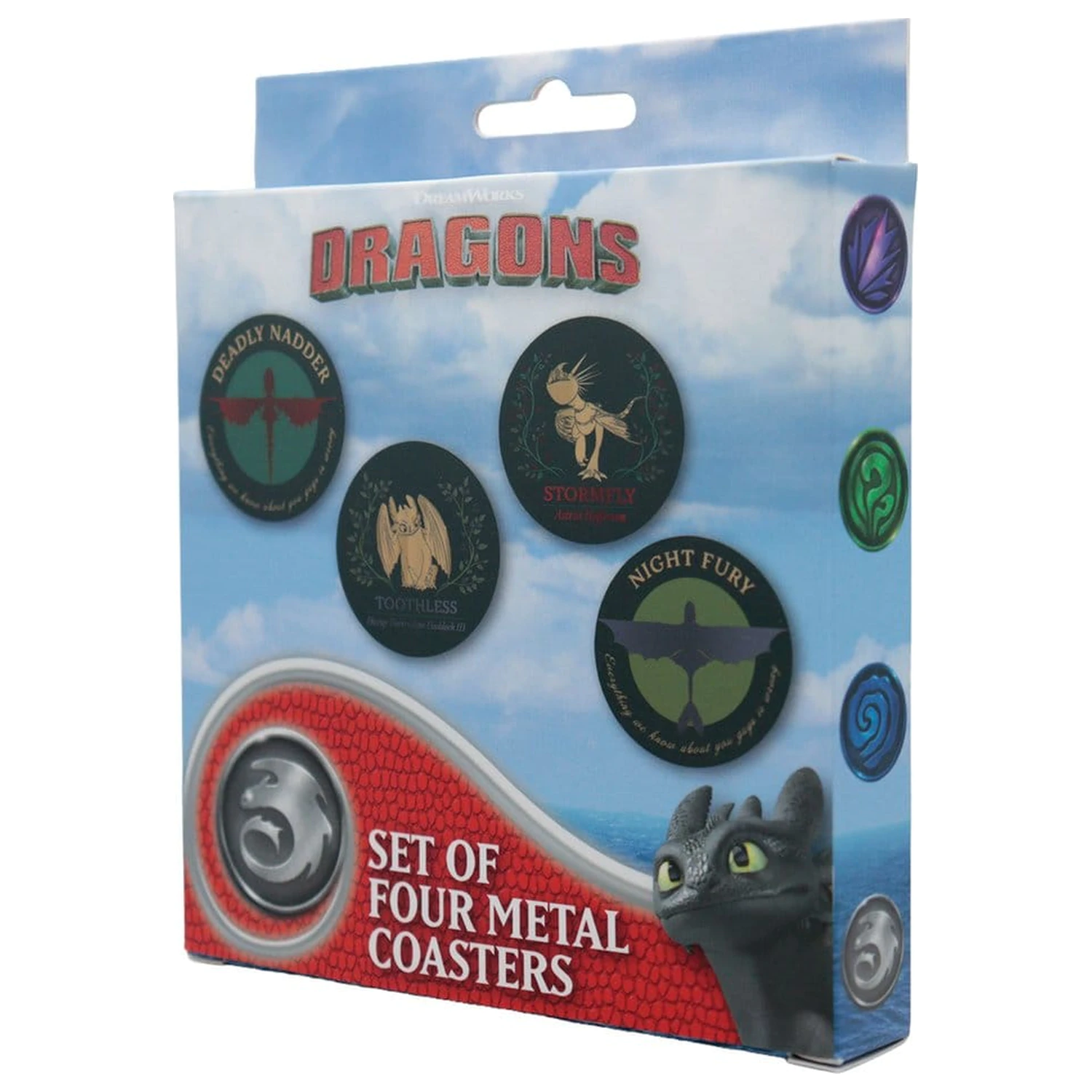 How to Train Your Dragon Untersetzer 4er-Pack Drachenbedruckter Metall Produktfoto