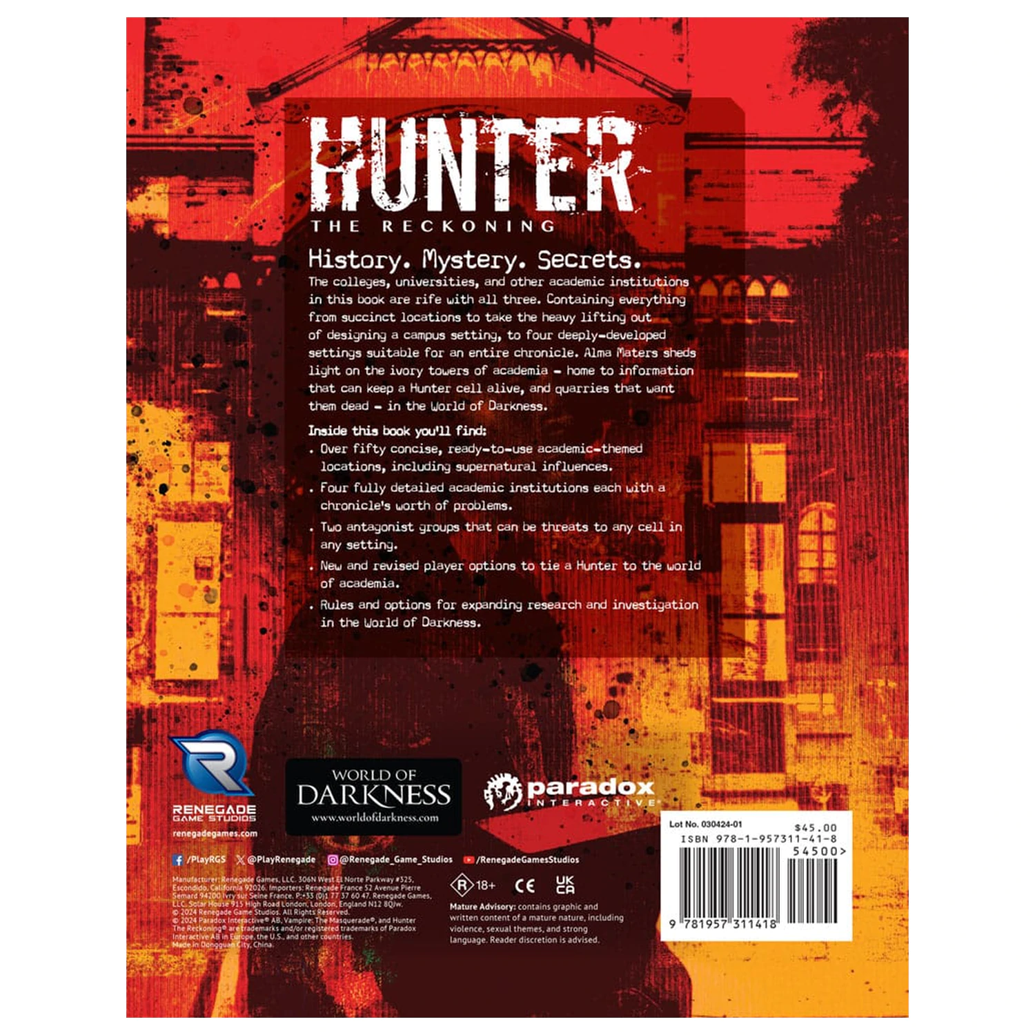 Hunter: The Reckoning 5th Edition Rollenspielbuch Alma Maters Sourcebook *Englische Version* Produktfoto