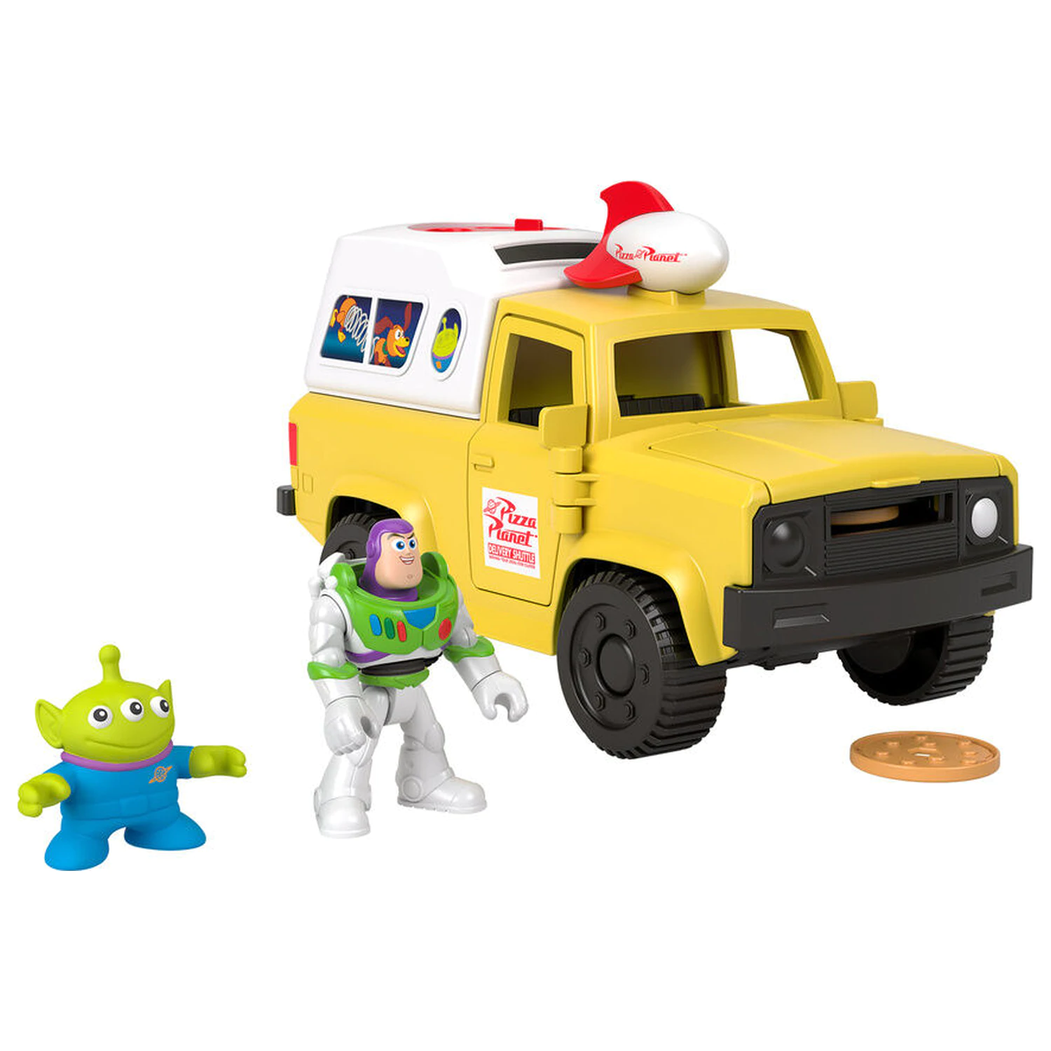 Imaginext Disney Pixar Toy Story Pizza Planet Truck + Buzz Lightyear und Alien Figuren Produktfoto