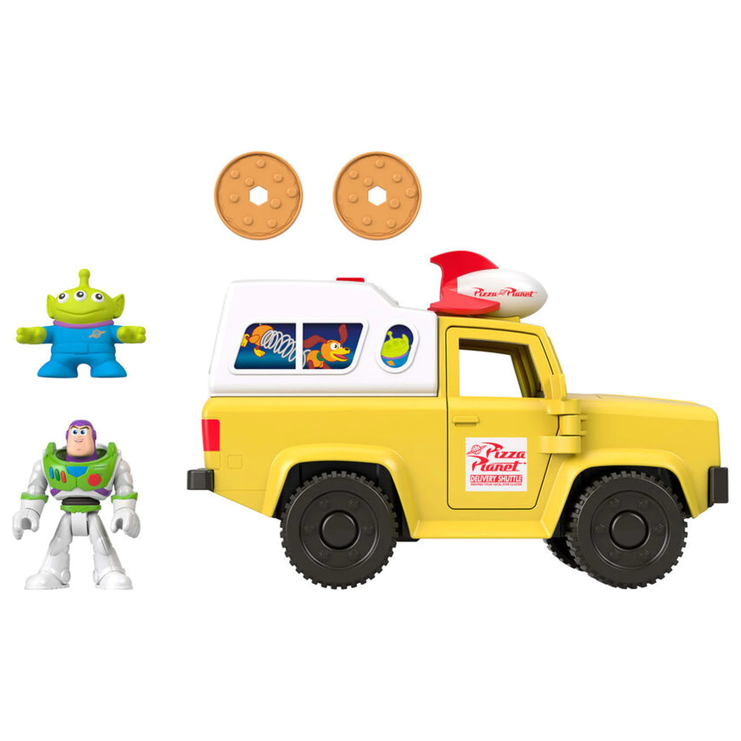 Imaginext Disney Pixar Toy Story Pizza Planet Truck + Buzz Lightyear und Alien Figuren Produktfoto
