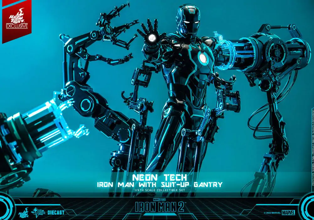 Iron Man 2 Actionfigur 1/6 Neon Tech Iron Man mit Suit-Up Gantry 32 cm termékfotó