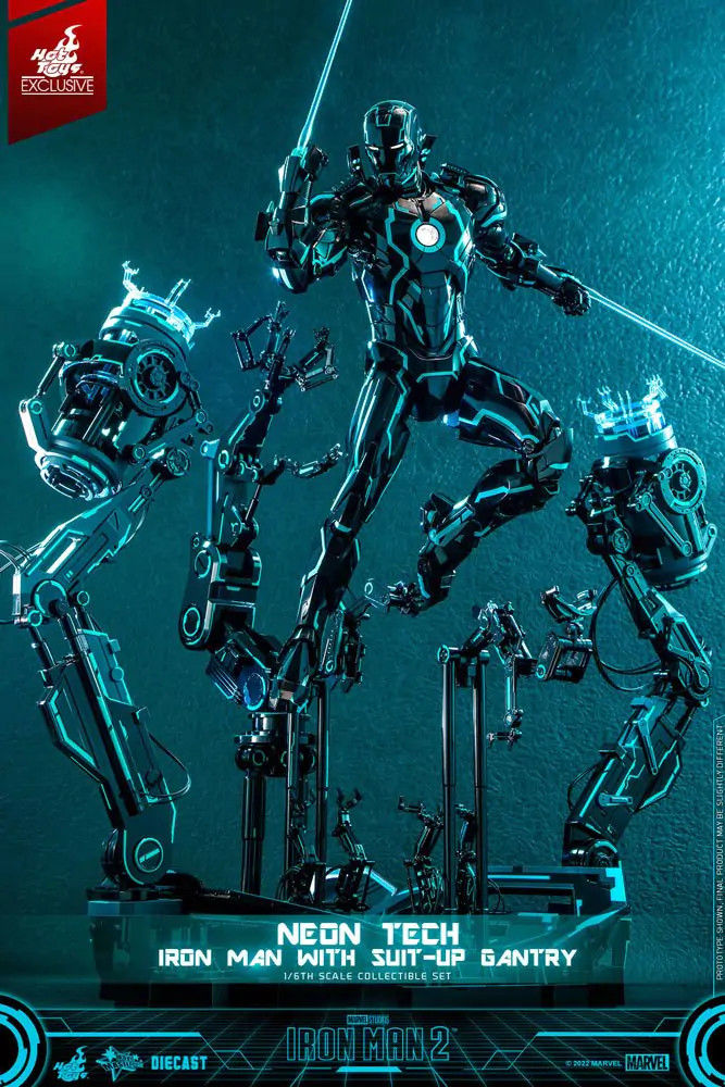 Iron Man 2 Actionfigur 1/6 Neon Tech Iron Man mit Suit-Up Gantry 32 cm termékfotó