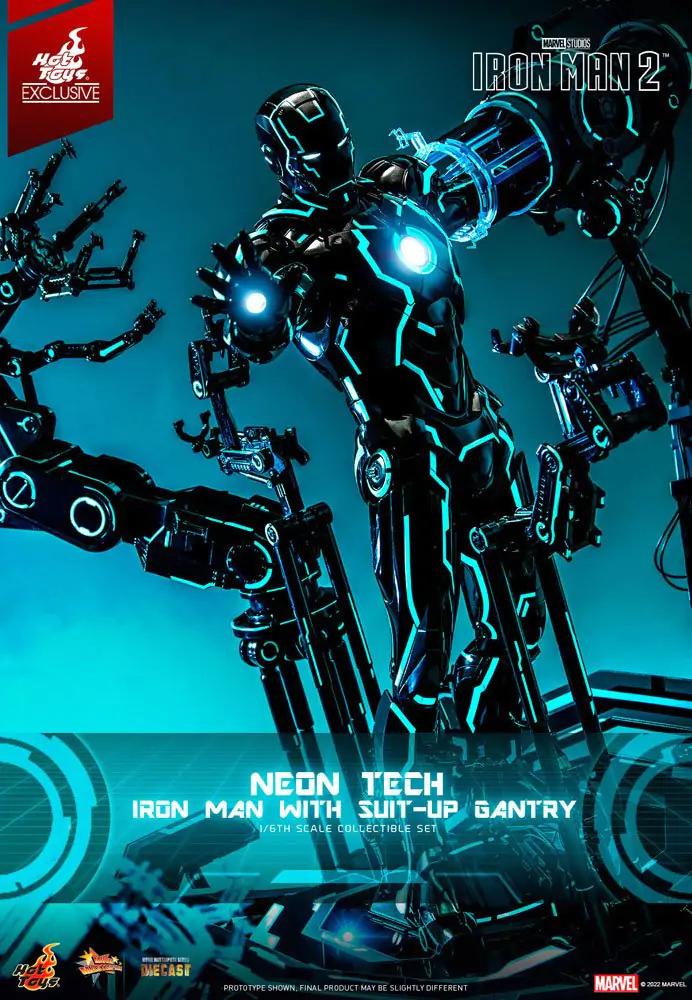 Iron Man 2 Actionfigur 1/6 Neon Tech Iron Man mit Suit-Up Gantry 32 cm termékfotó