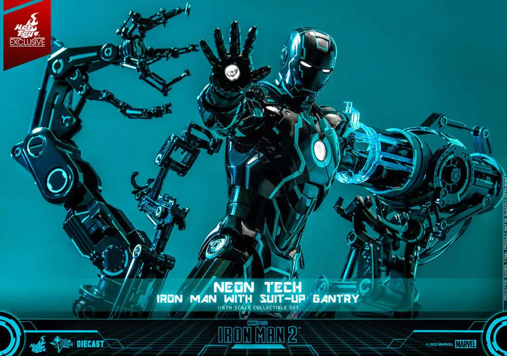 Iron Man 2 Actionfigur 1/6 Neon Tech Iron Man mit Suit-Up Gantry 32 cm termékfotó