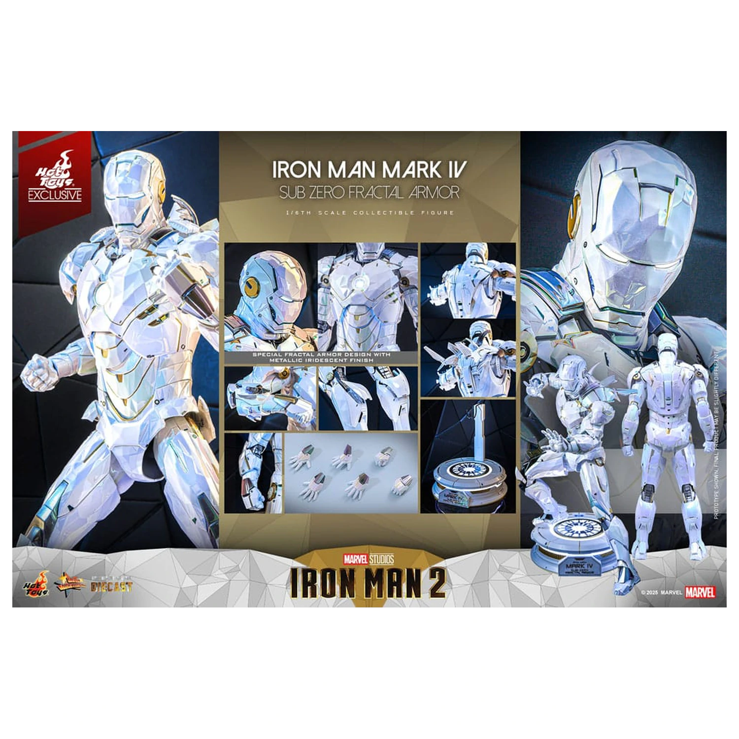 Iron Man 2 Movie Masterpiece Diecast Action Figur 1/6 Iron Man Mark IV (Sub-Zero Fractal Armor) Hot Toys Exclusive 33 Zentimeter Produktfoto