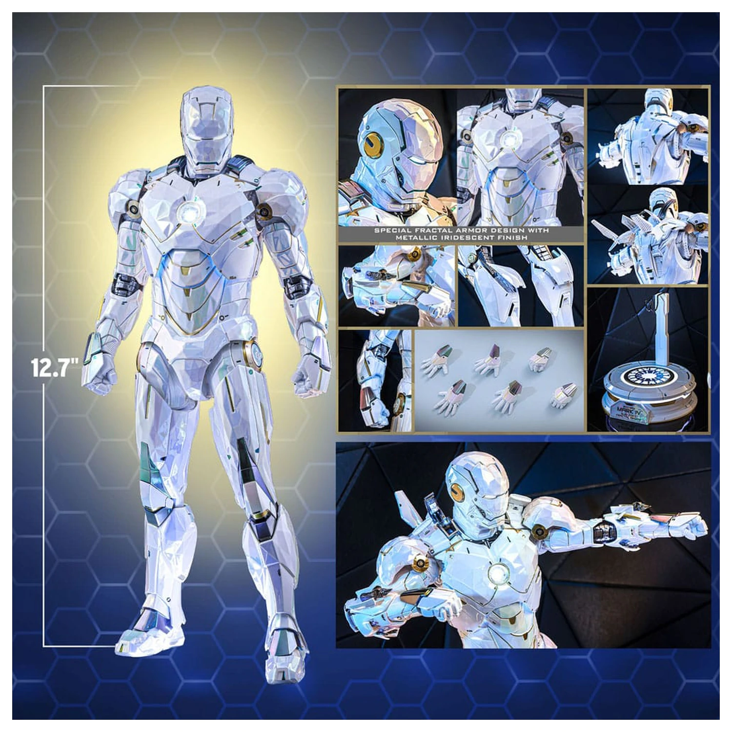 Iron Man 2 Movie Masterpiece Diecast Action Figur 1/6 Iron Man Mark IV (Sub-Zero Fractal Armor) Hot Toys Exclusive 33 Zentimeter Produktfoto