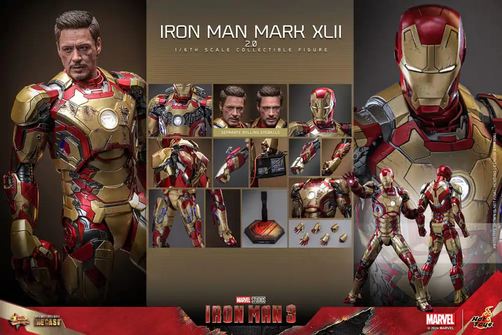 Iron Man 3 Movie Masterpiece Diecast Actionfigur 1/6 Iron Man Mark XLII (2.0) 32 cm termékfotó