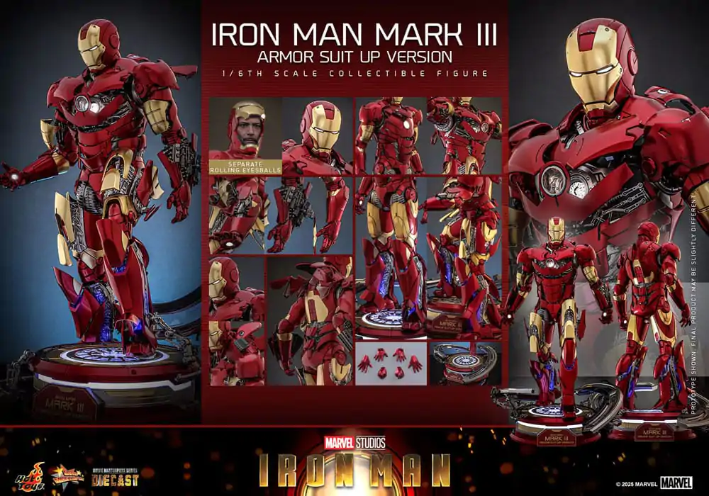 Iron Man Movie Masterpiece Diecast Action Figur 1/6 Iron Man Mark III (Armor Suit Up Version) 32 cm Produktfoto