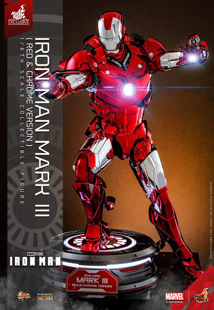 Iron Man Movie Masterpiece Diecast Actionfigur 1/6 Iron Man Mark III (Red &amp; Chrome Version) Hot Toys Exclusive 32 cm Produktfoto