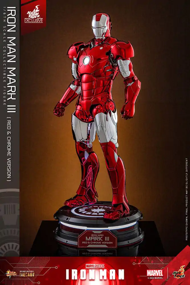 Iron Man Movie Masterpiece Diecast Actionfigur 1/6 Iron Man Mark III (Red &amp; Chrome Version) Hot Toys Exclusive 32 cm Produktfoto