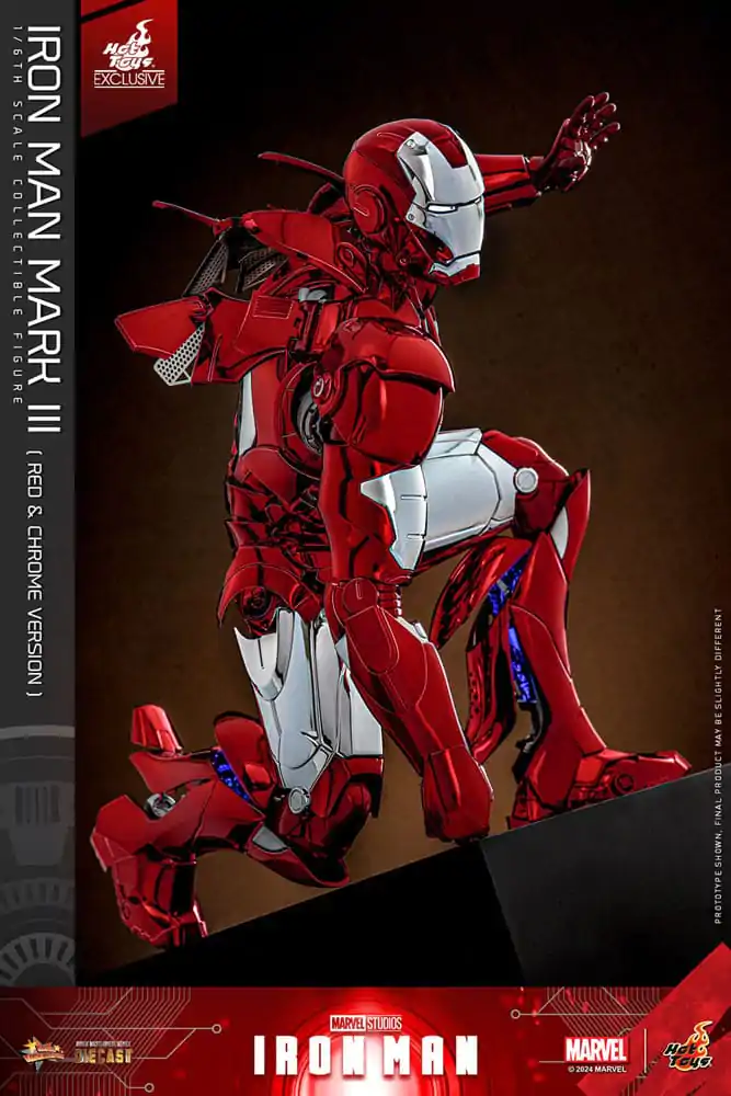 Iron Man Movie Masterpiece Diecast Actionfigur 1/6 Iron Man Mark III (Red &amp; Chrome Version) Hot Toys Exclusive 32 cm Produktfoto