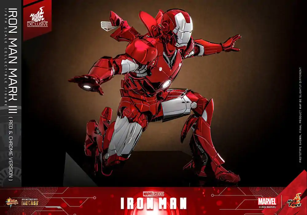 Iron Man Movie Masterpiece Diecast Actionfigur 1/6 Iron Man Mark III (Red &amp; Chrome Version) Hot Toys Exclusive 32 cm Produktfoto