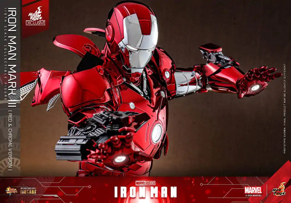 Iron Man Movie Masterpiece Diecast Actionfigur 1/6 Iron Man Mark III (Red &amp; Chrome Version) Hot Toys Exclusive 32 cm Produktfoto