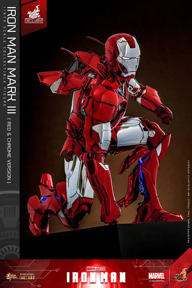 Iron Man Movie Masterpiece Diecast Actionfigur 1/6 Iron Man Mark III (Red &amp; Chrome Version) Hot Toys Exclusive 32 cm Produktfoto