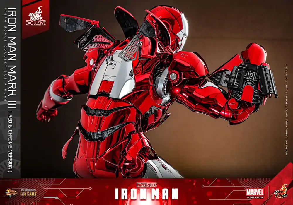 Iron Man Movie Masterpiece Diecast Actionfigur 1/6 Iron Man Mark III (Red &amp; Chrome Version) Hot Toys Exclusive 32 cm Produktfoto